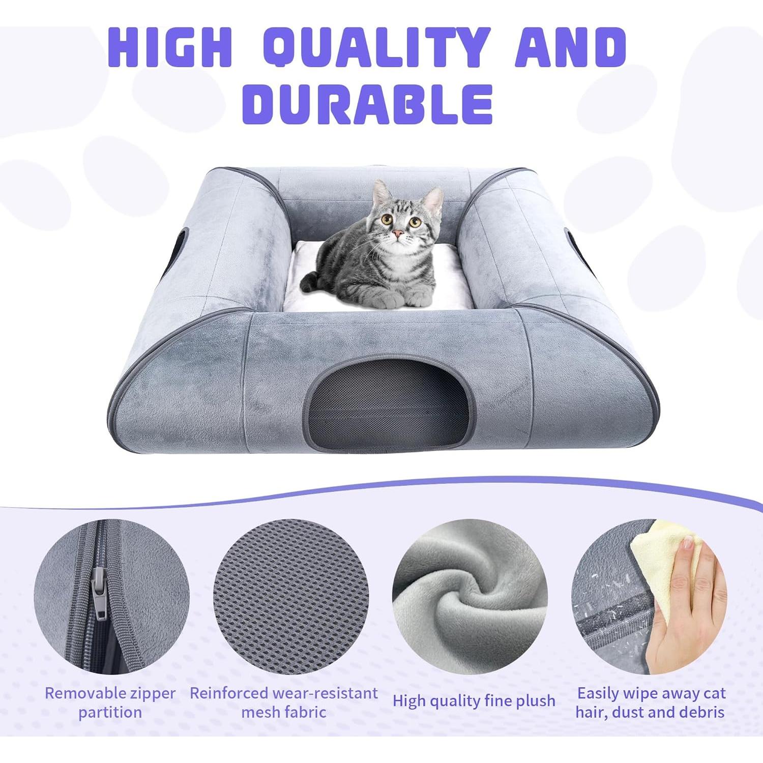 Cueva de Gato Moysoon con Túnel Desmontable y Almohadilla Suave