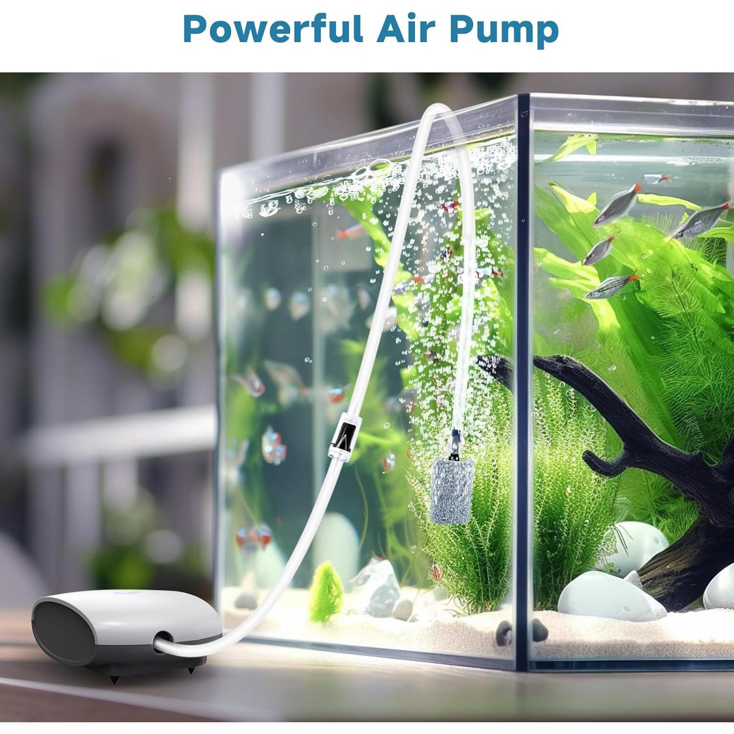 Bomba de Aire Silenciosa AQQA 3W para Acuario hasta 605L