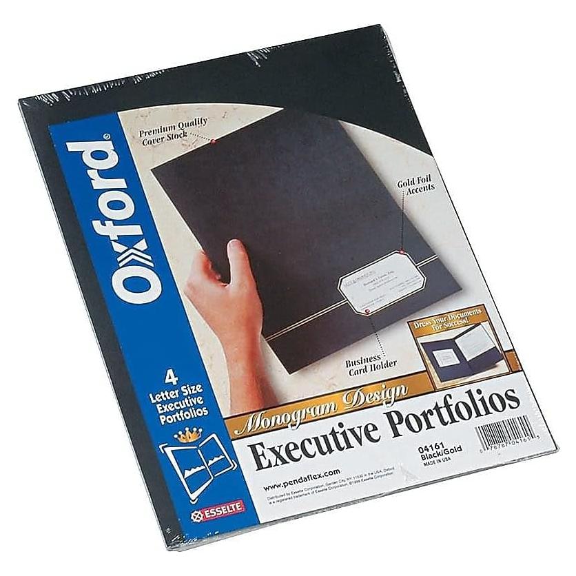 Carpetas Ejecutivas Oxford Doble Bolsillo Negro 4 Unidades