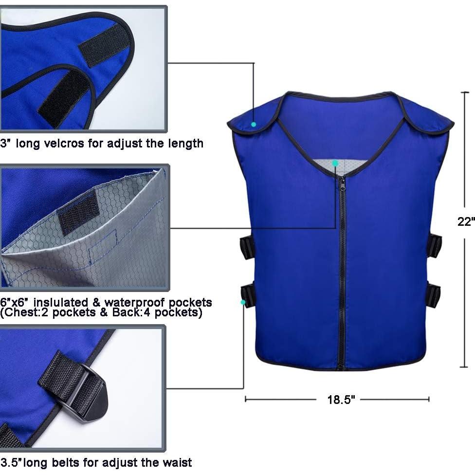 Chaleco Refrigerante Unisex Azul con 20 Paquetes de Hielo