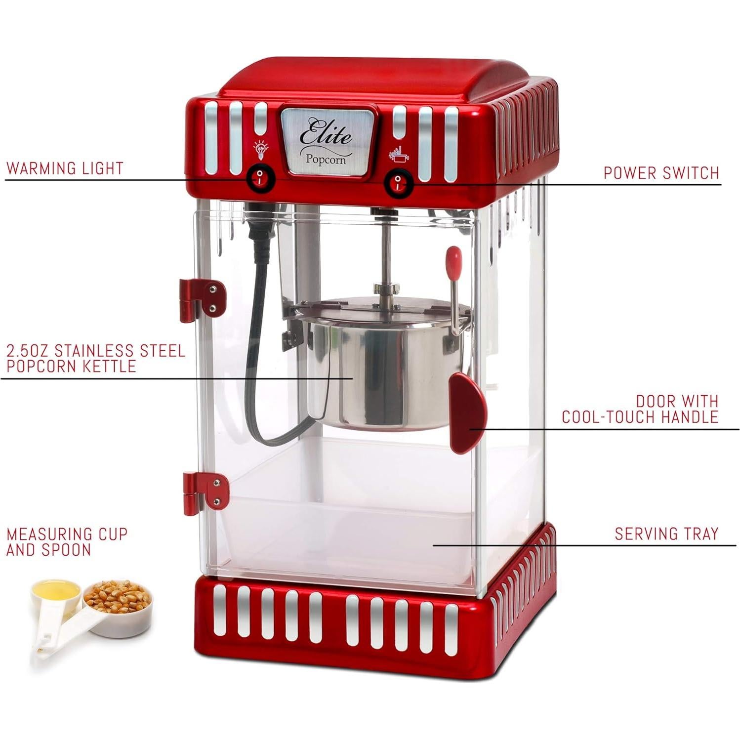 Máquina de Palomitas Elite Gourmet EPM-250 Retro 3.79L