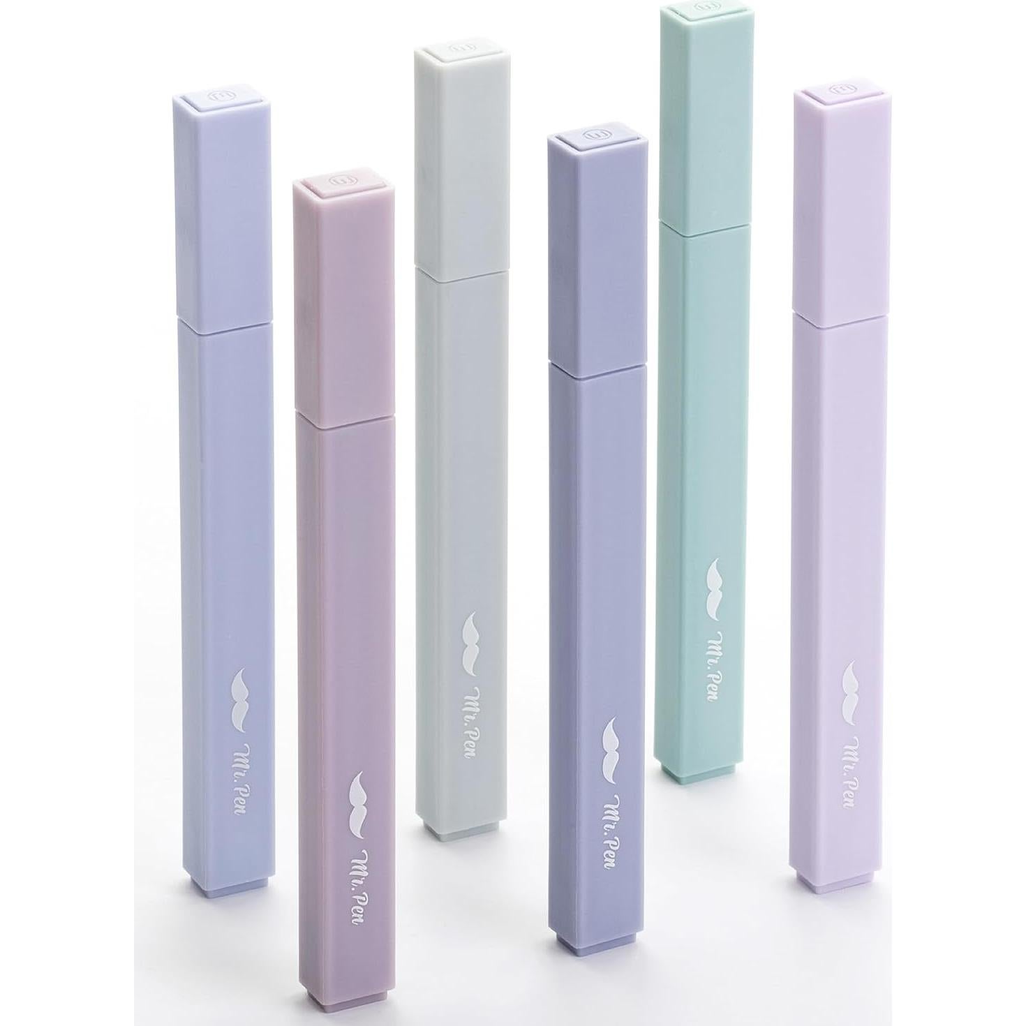 Marcadores de Resaltador Mr. Pen, 6 Pcs, Punta Cincel, Colores Morandi