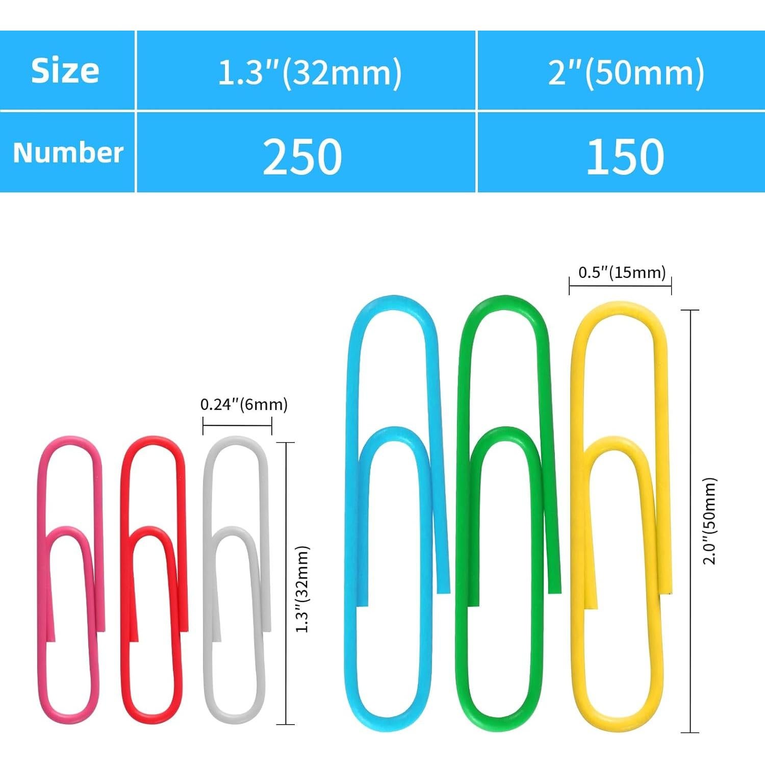 Clips de Papel Jumbo Multicolor ZYFOFFICE Paquete 400