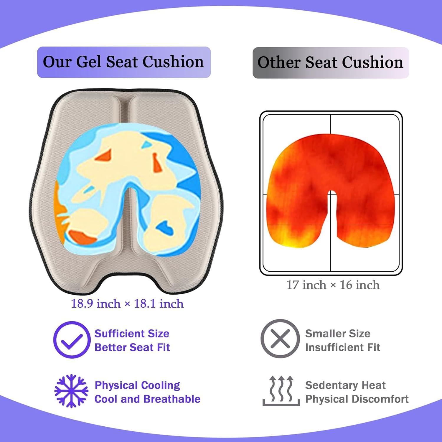 Cojín de Gel Antideslizante Binsheo para Asiento - Beige