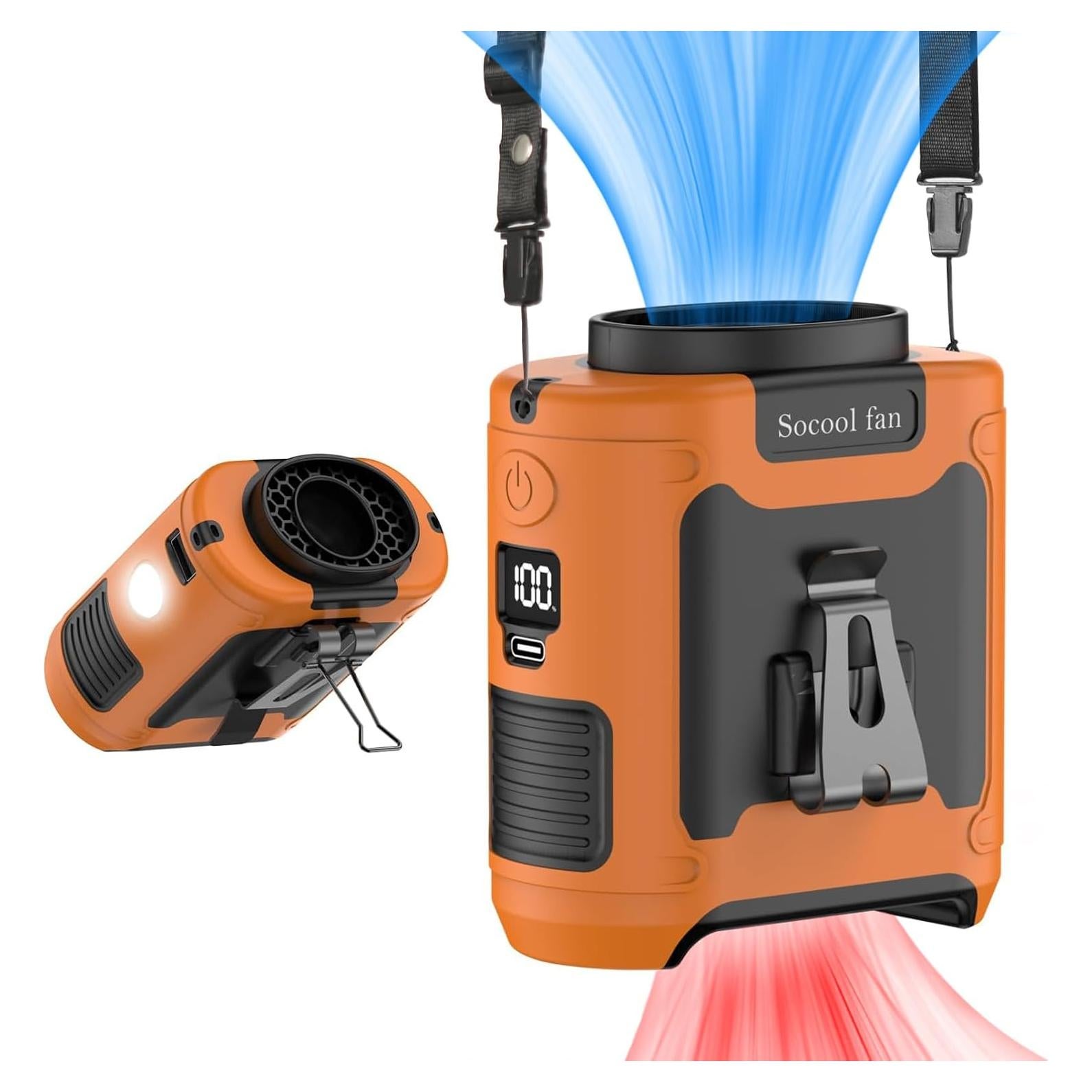 Ventilador Portátil Socool K50 10000mAh 5 Velocidades Naranja