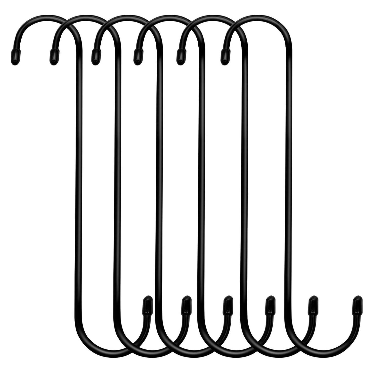 Paquete de 6 ganchos S ESFUN negros alta resistencia 4.54 kg