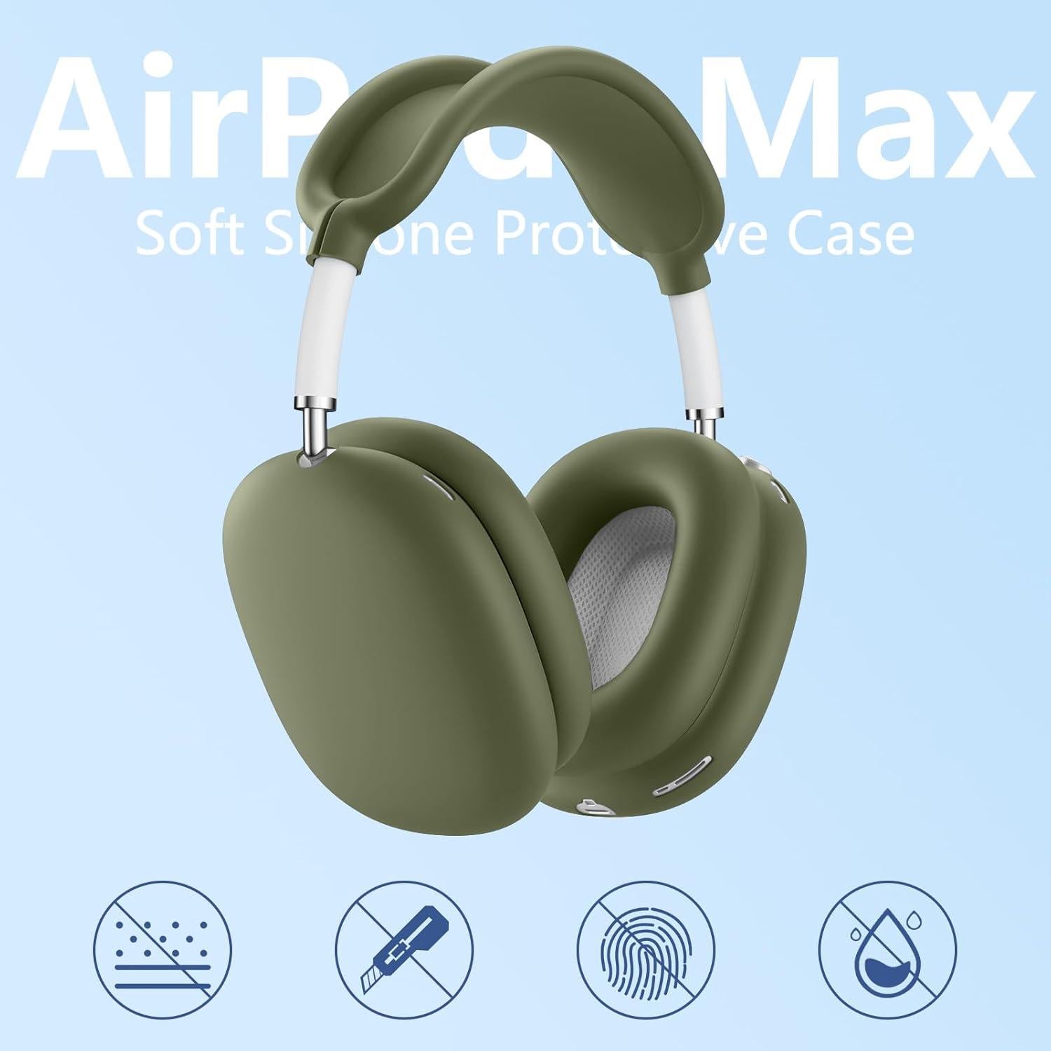 Funda de Silicona 4 en 1 para AirPods Max USB-C Verde Militar
