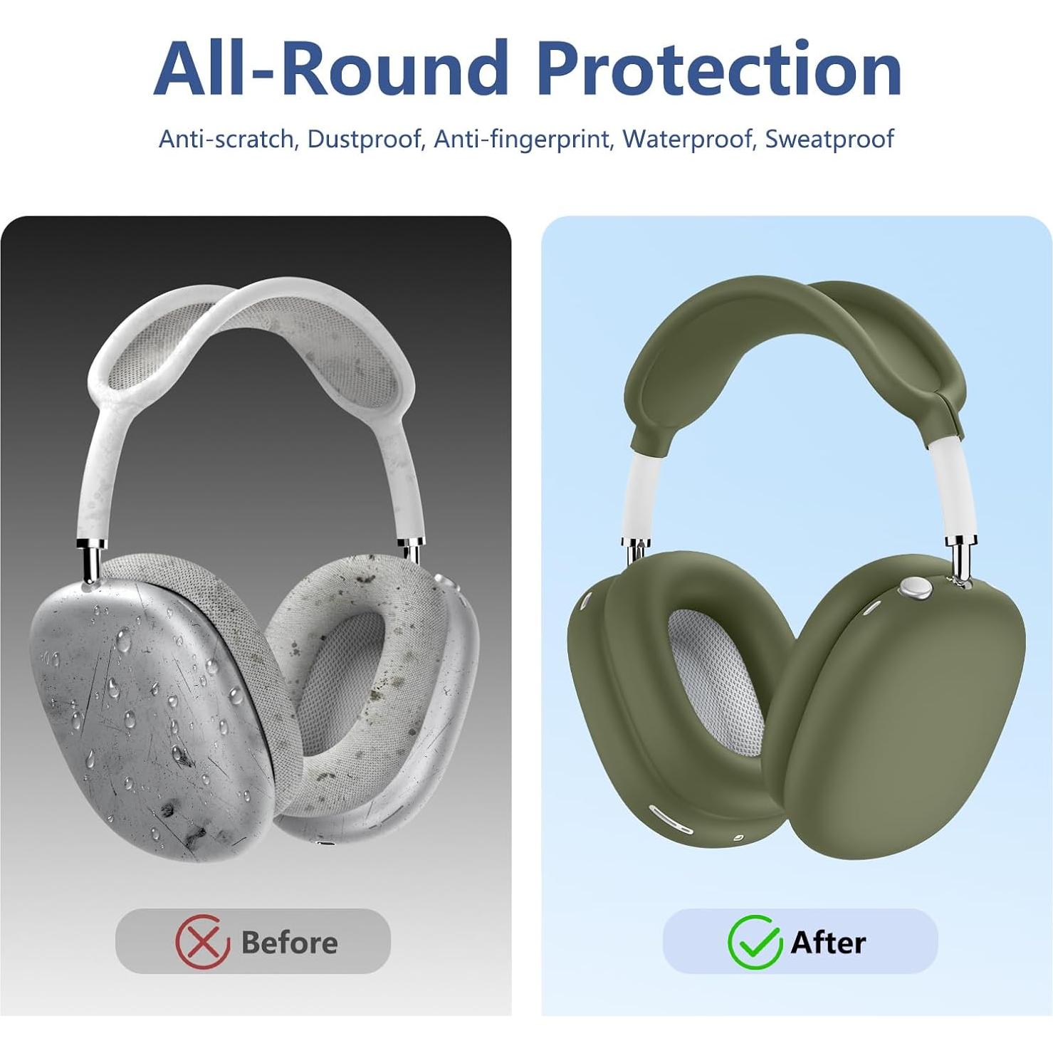 Funda de Silicona 4 en 1 para AirPods Max USB-C Verde Militar