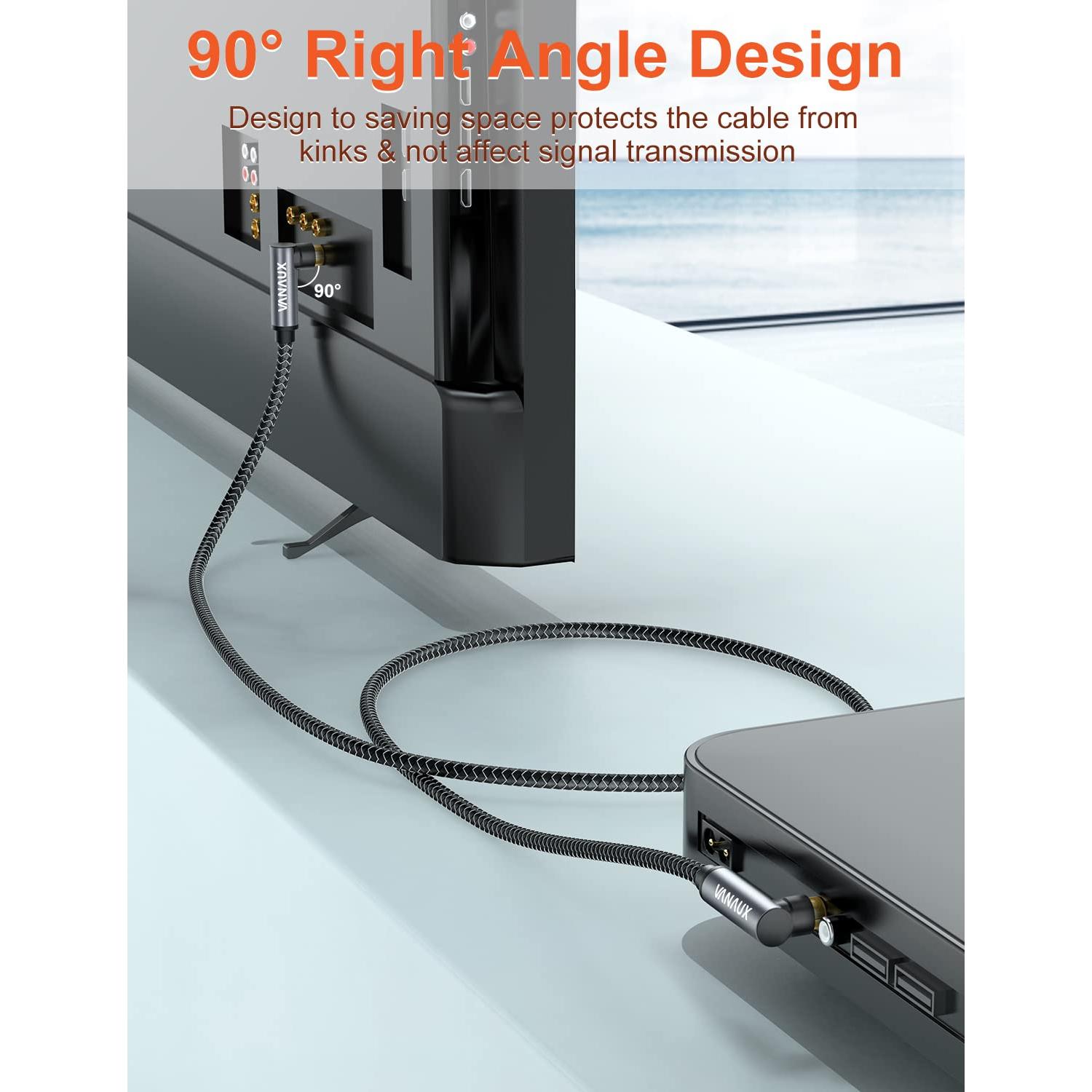 Cable RCA Doble 90 Grados VANAUX 0.6m para Subwoofer y Audio