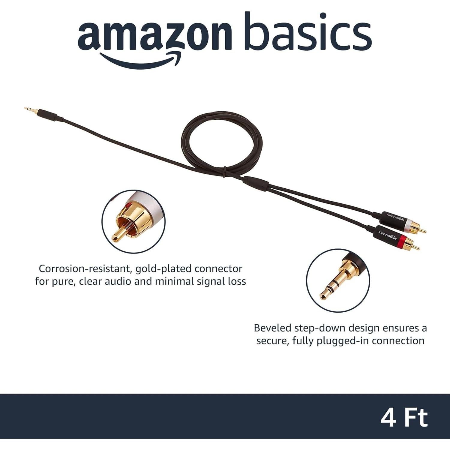 Adaptador de Audio 3.5mm a 2 RCA Amazon Basics 1.2m