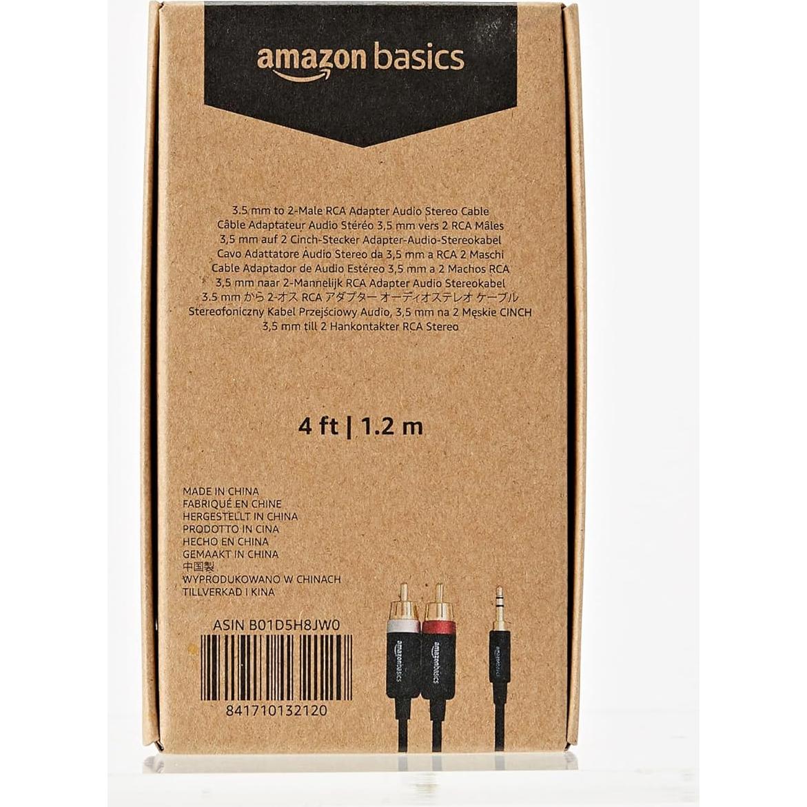 Adaptador de Audio 3.5mm a 2 RCA Amazon Basics 1.2m