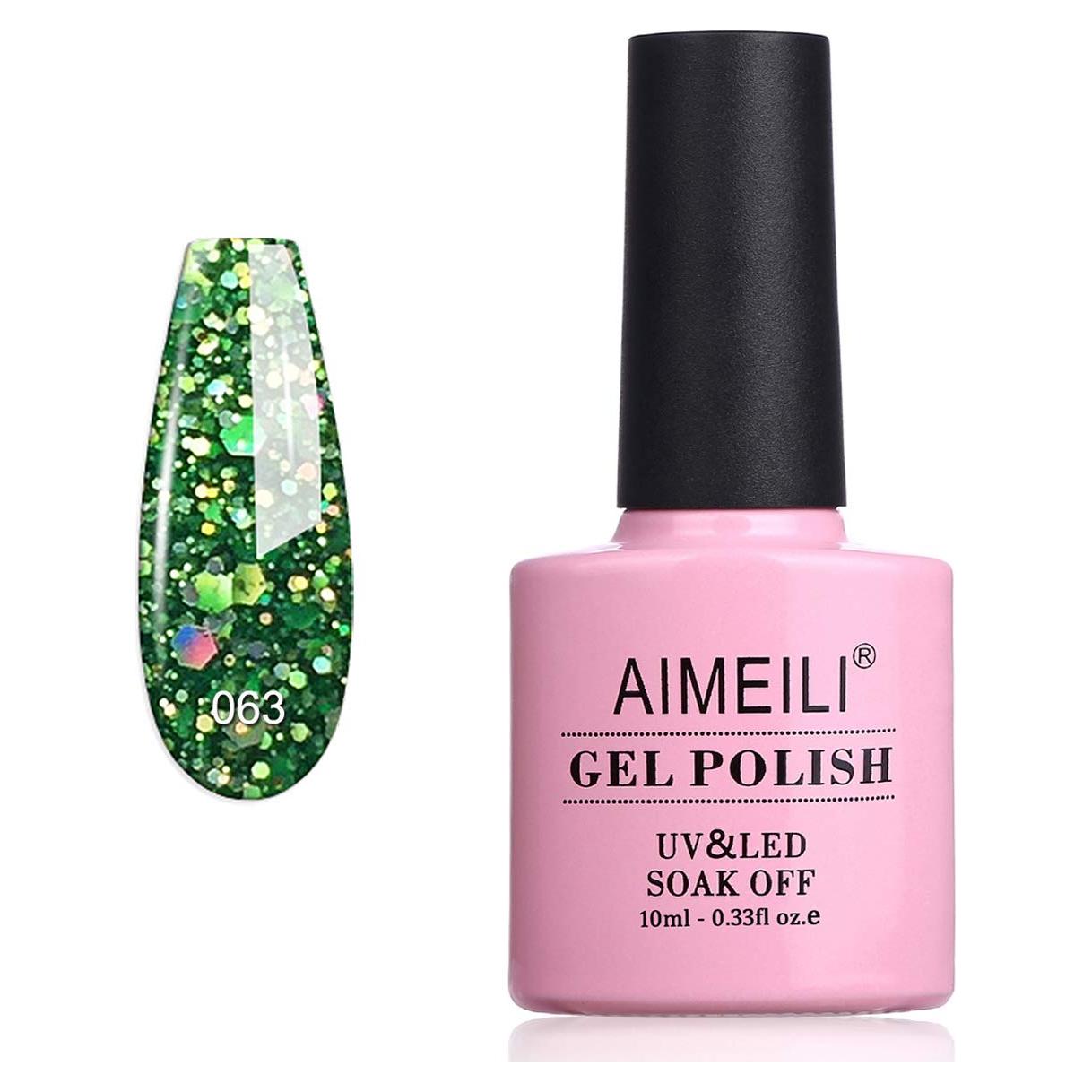 Esmalte de Uñas Gel AIMEILI 10ml Brillo Diamante Verde Fuego