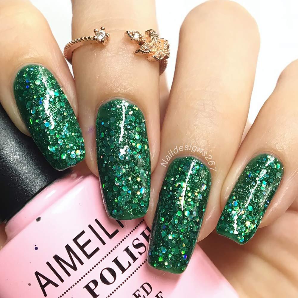 Esmalte de Uñas Gel AIMEILI 10ml Brillo Diamante Verde Fuego