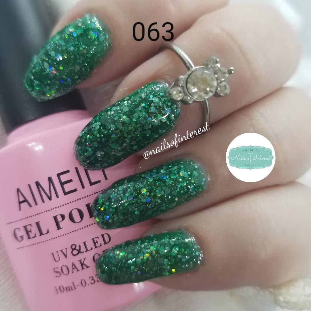Esmalte de Uñas Gel AIMEILI 10ml Brillo Diamante Verde Fuego