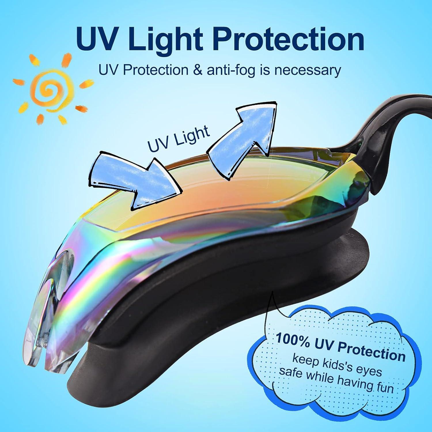 Gafas de natación para niños Kimasha, 2 paquetes, anti-niebla