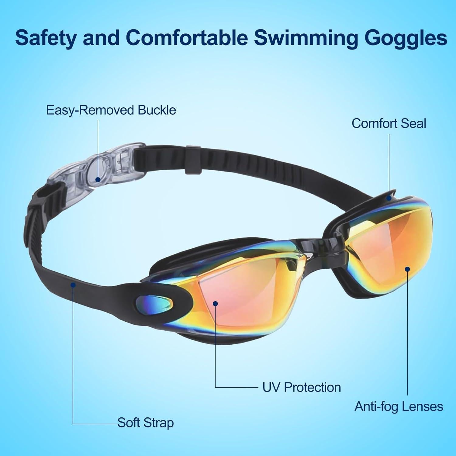 Gafas de natación para niños Kimasha, 2 paquetes, anti-niebla