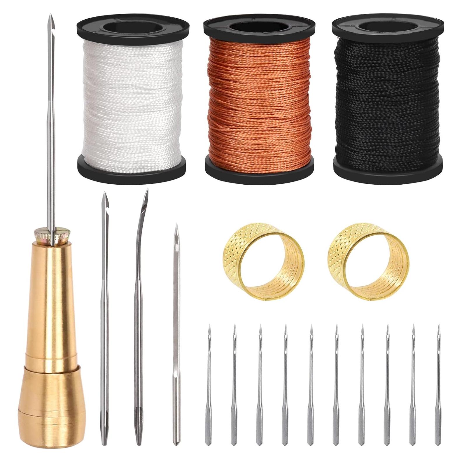 Kit de Agujas de Coser de Cuero Swpeet 19 Piezas con Hilo