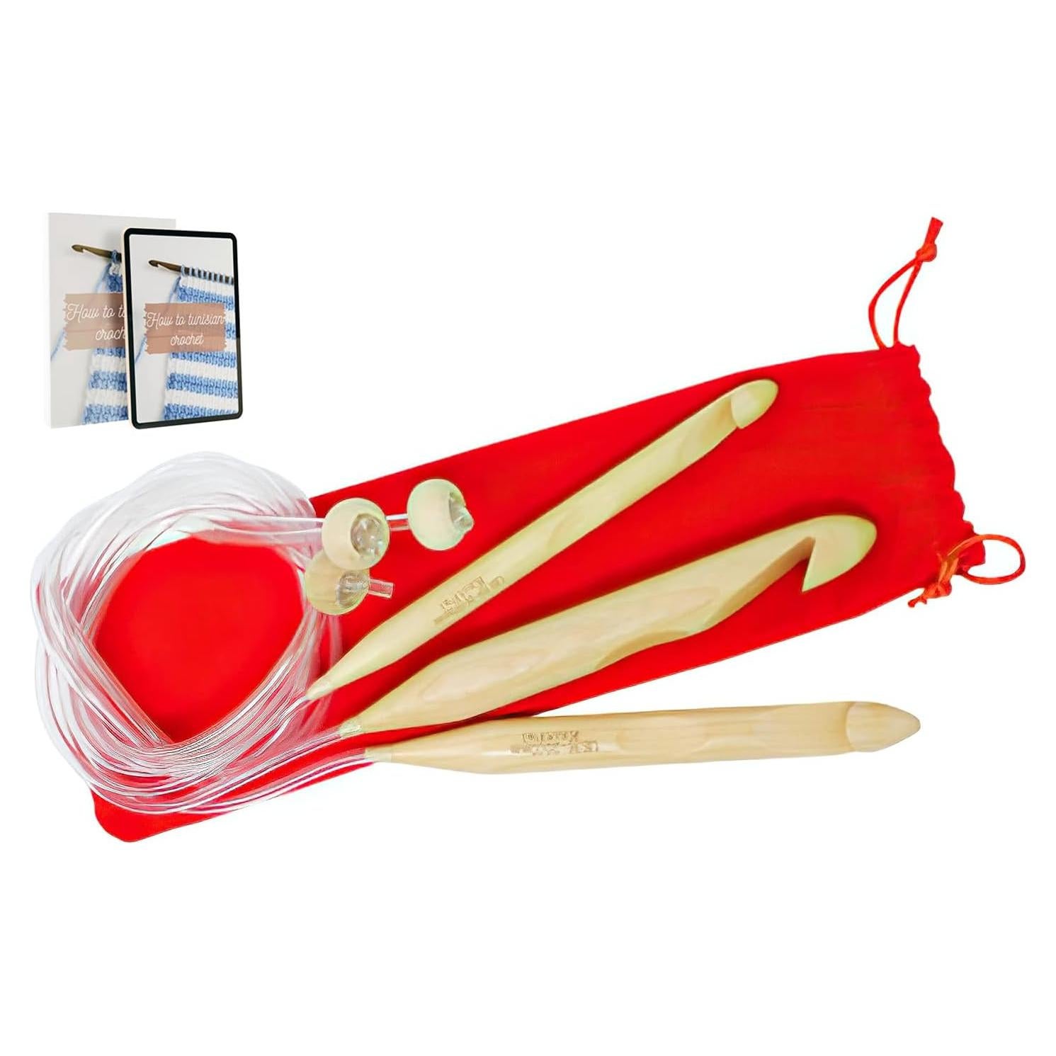 Ganchos de Crochet Tunecino KnitPal 80cm Madera 3 Tamaños