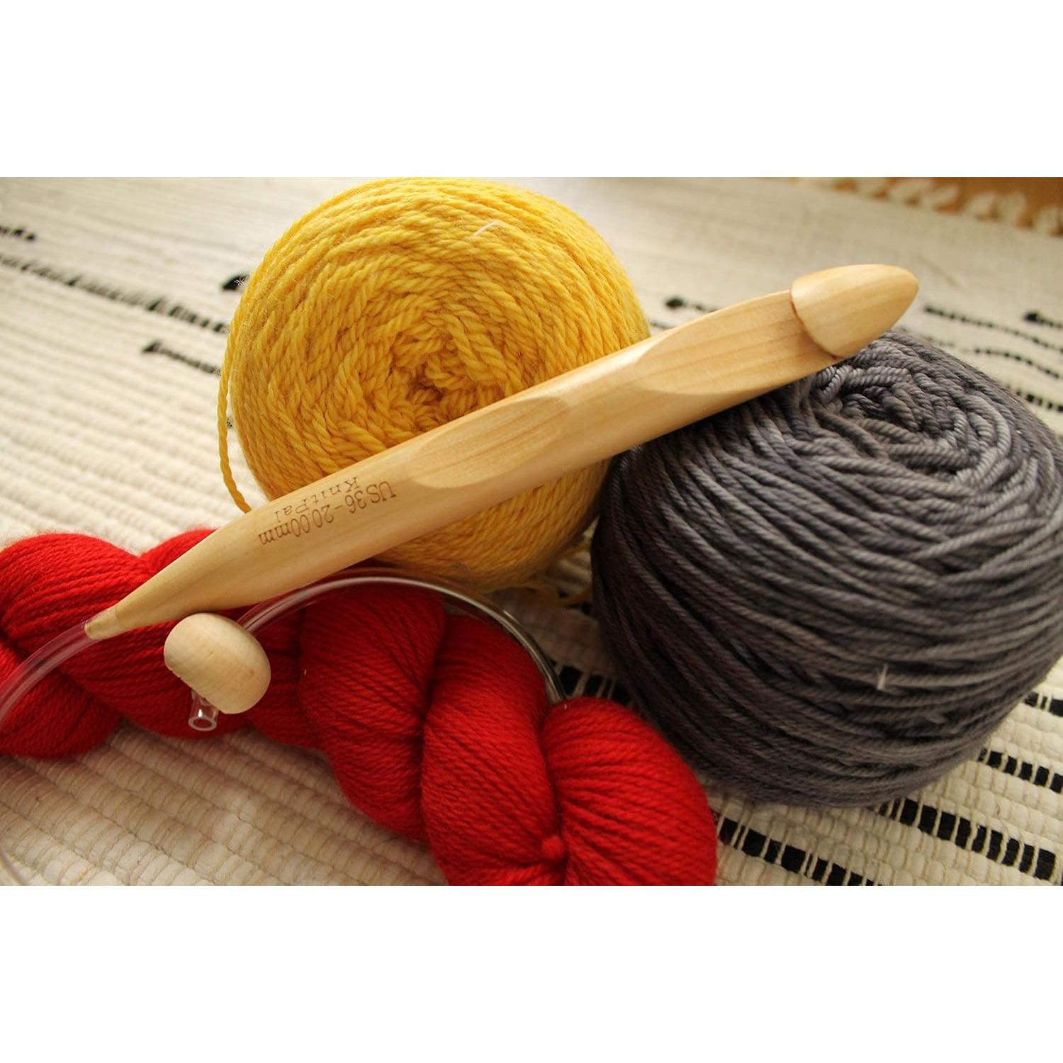 Ganchos de Crochet Tunecino KnitPal 80cm Madera 3 Tamaños