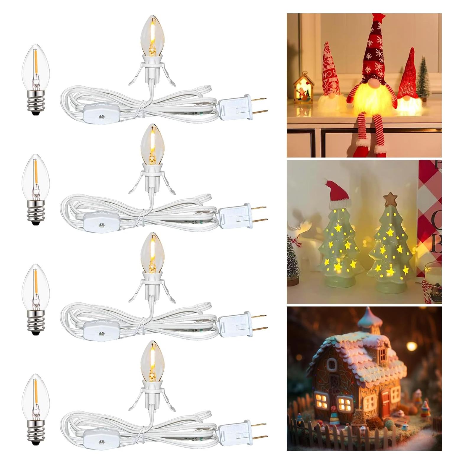 Juego de Cables LED C7 Blanco 1.83m con 8 Bombillas - Ahorro Energético