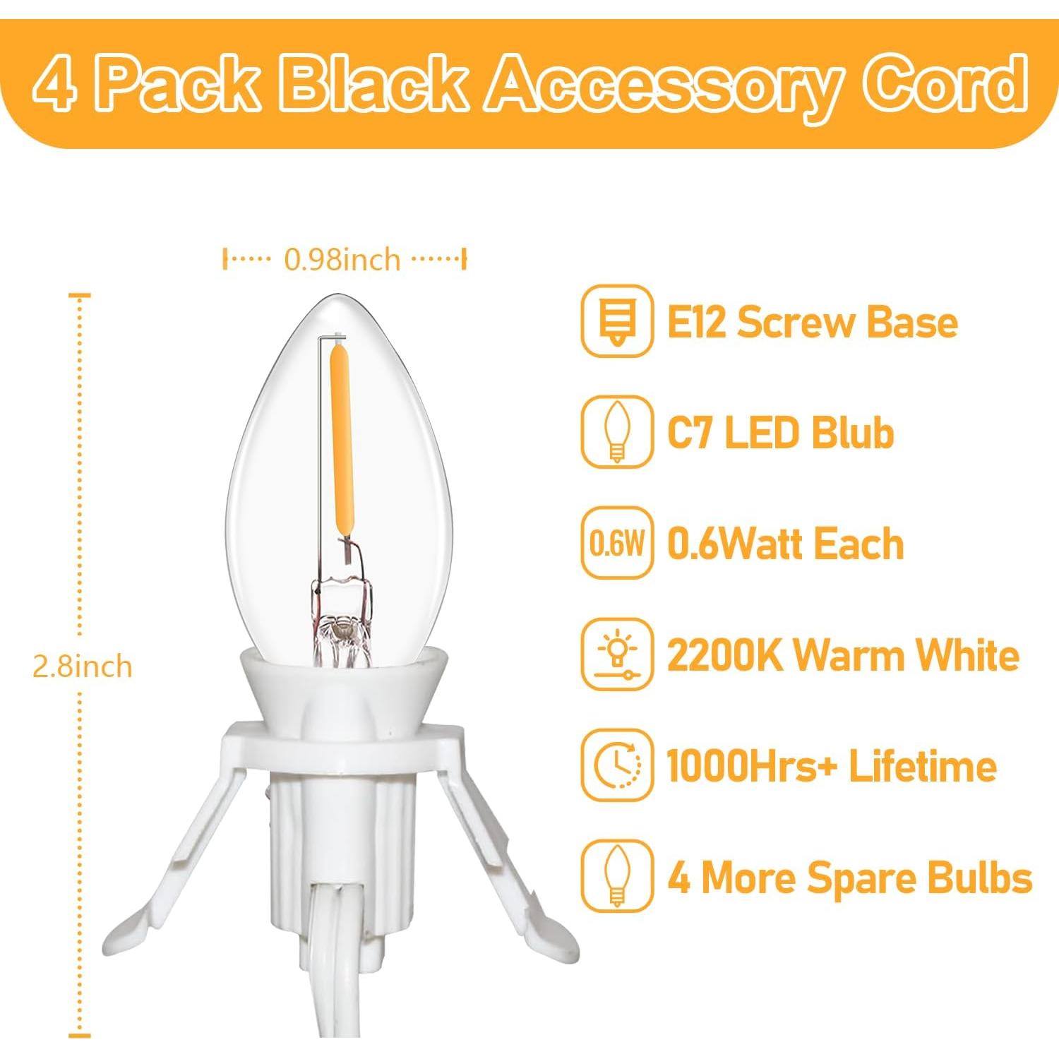 Juego de Cables LED C7 Blanco 1.83m con 8 Bombillas - Ahorro Energético