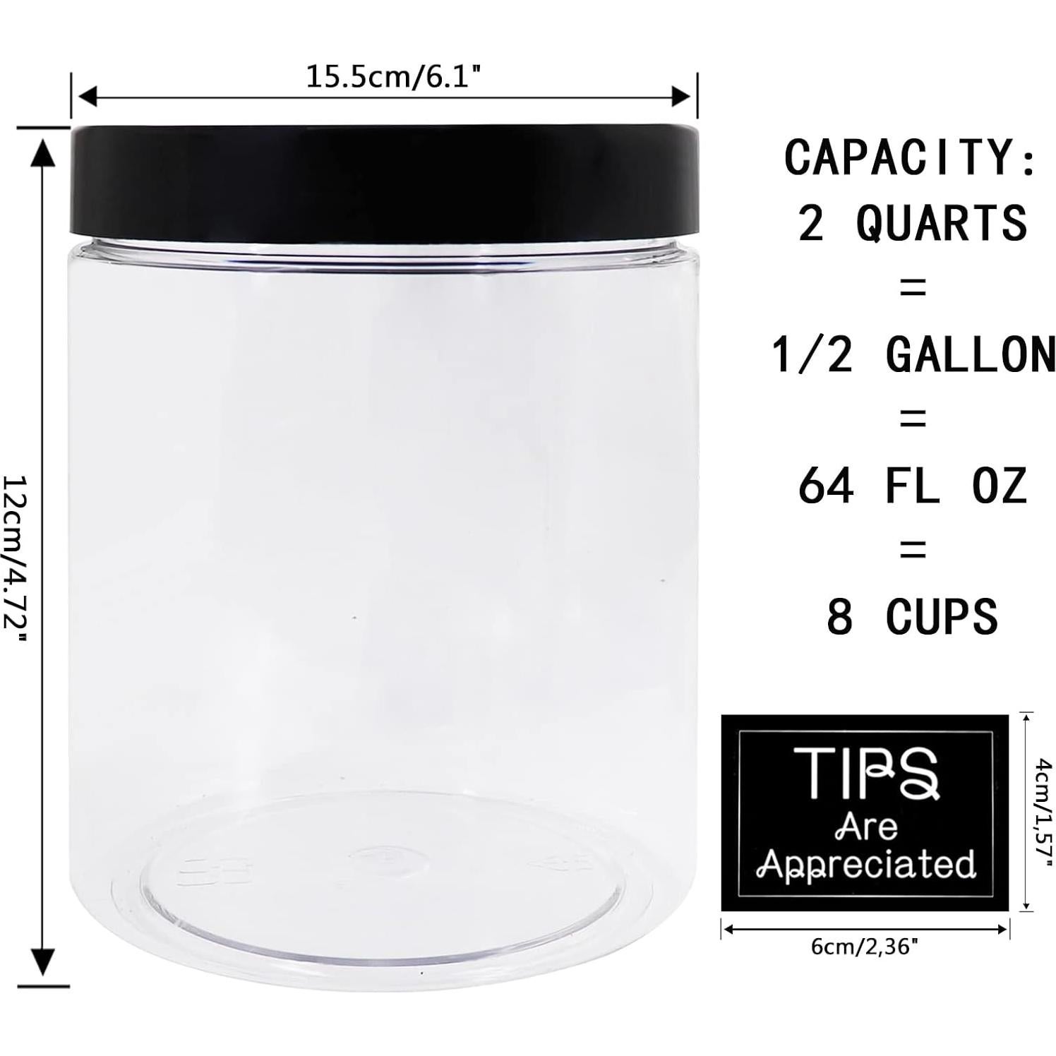 Tarro de Ahorro Grande Mczxon 1.89L Plástico Transparente 2-Pack