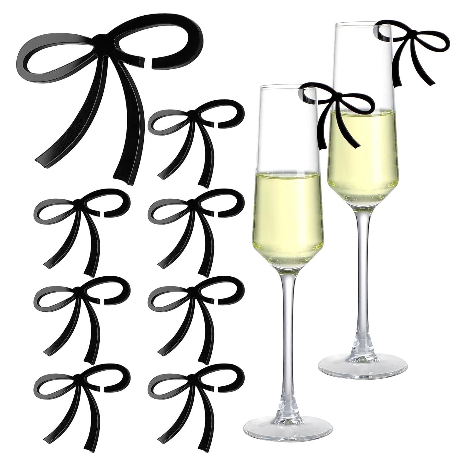 50 Etiquetas de Bebida con Lazos Negros para Eventos Elegantes