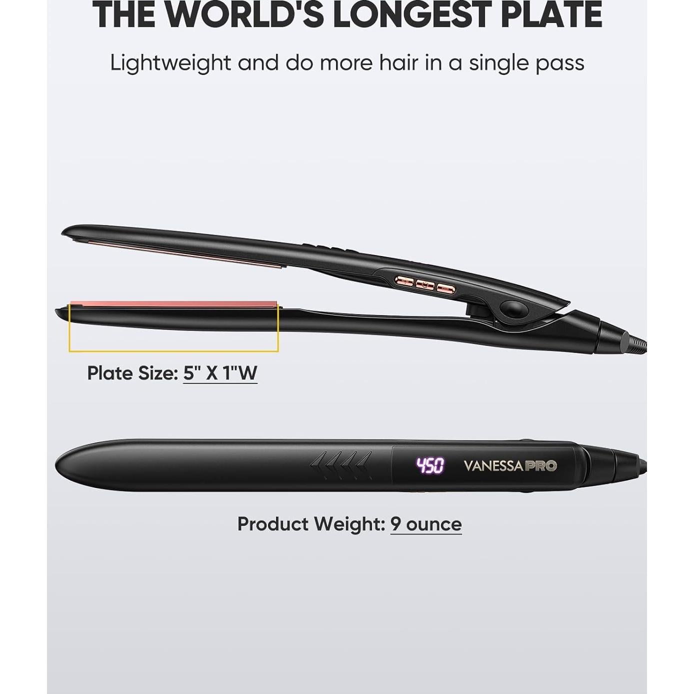 Plancha de Cabello Vanessa Pro Titanio 1" 33.5cm 340g