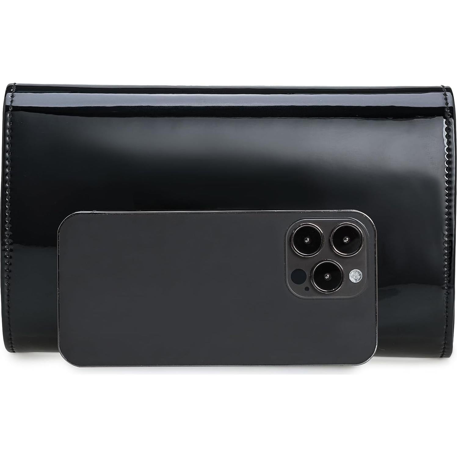 Bolso de Noche Charming Tailor de Cuero PU Espejado Negro