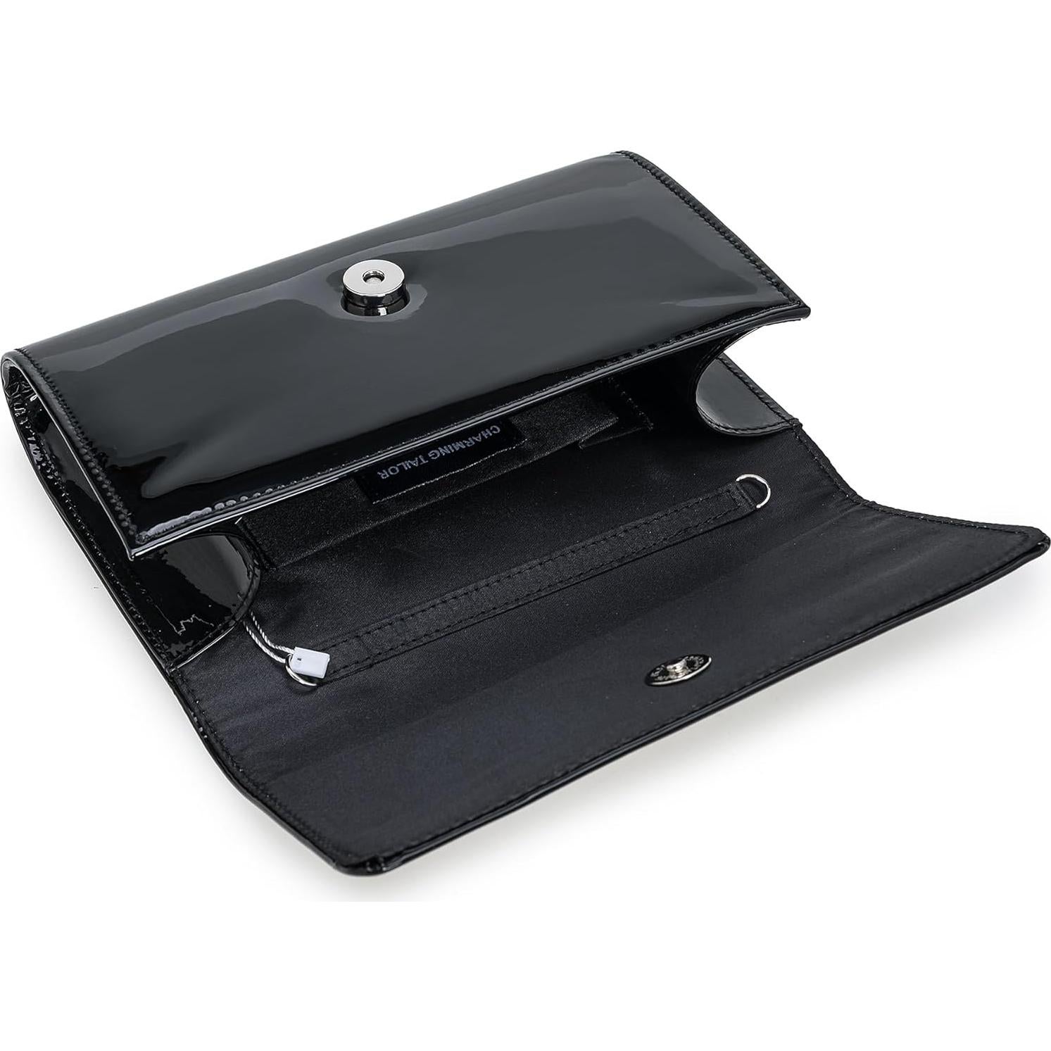 Bolso de Noche Charming Tailor de Cuero PU Espejado Negro