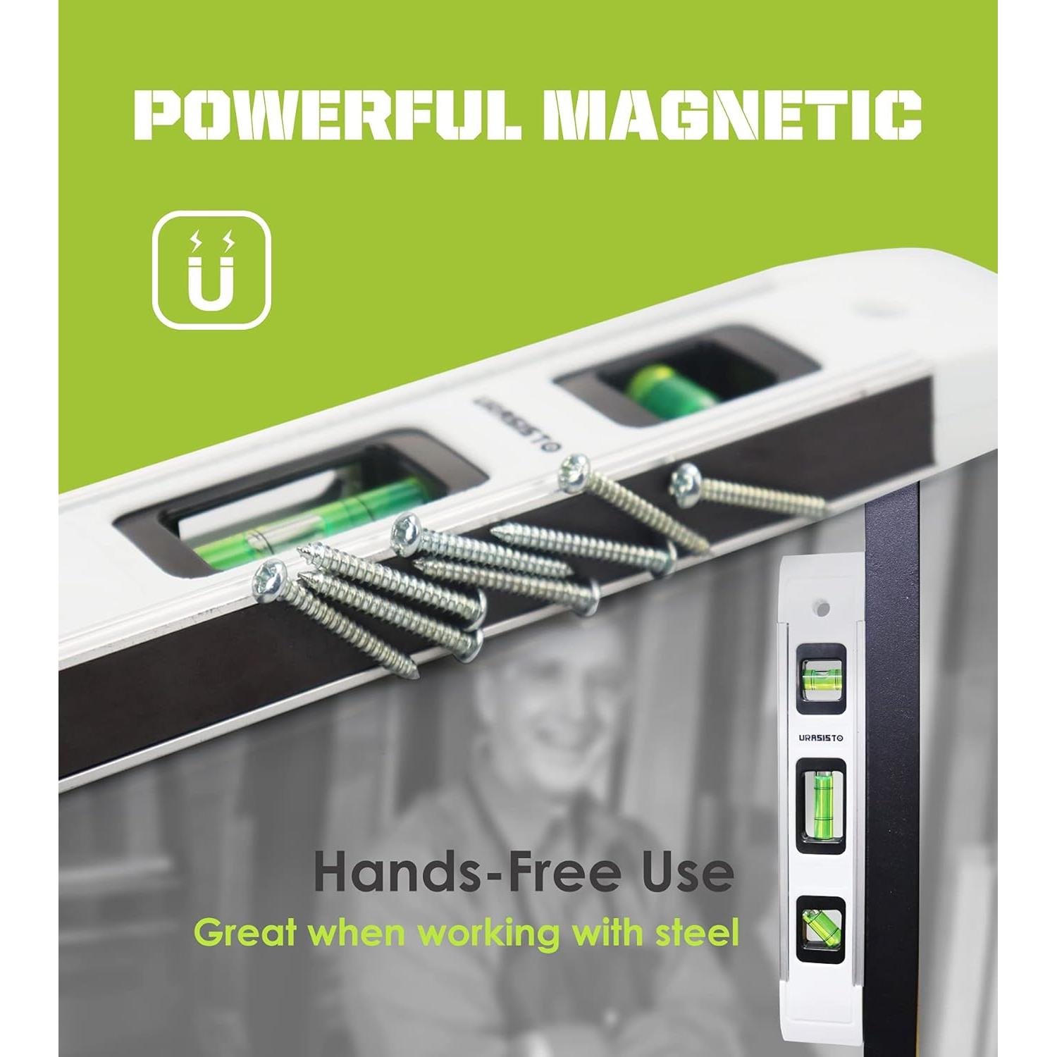 Nivel de caja magnético URASISTO 225mm con burbujas 45°/90°/180°