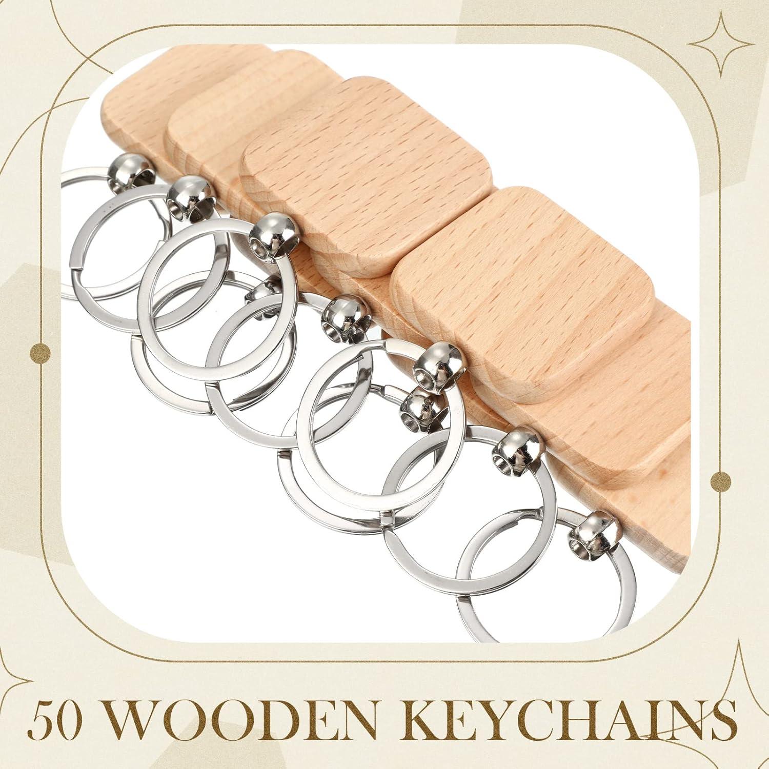 Llaveros de Madera Yinkin Cuadrados en Blanco para Grabado - 50 Piezas