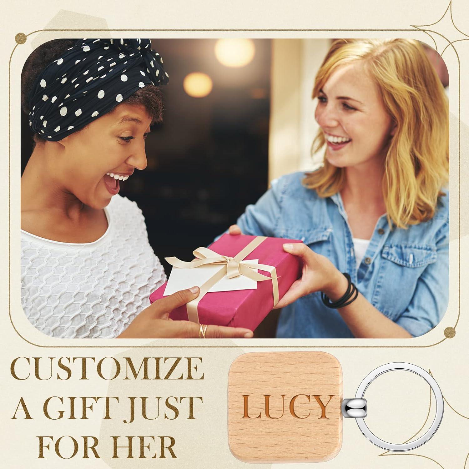 Llaveros de Madera Yinkin Cuadrados en Blanco para Grabado - 50 Piezas