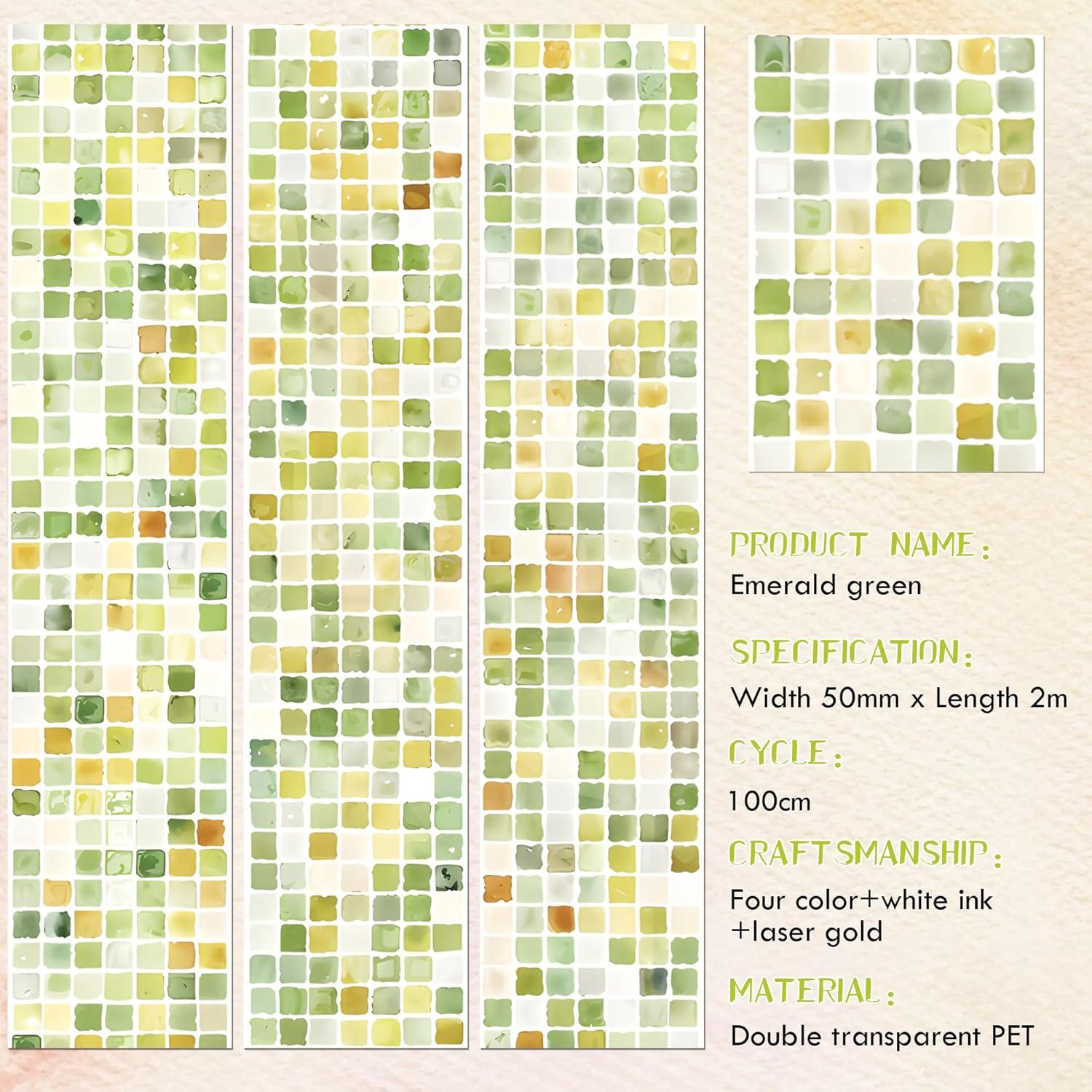 Cinta PET Verde Mosaico Sitsink para Scrapbooking 5cm x 2m