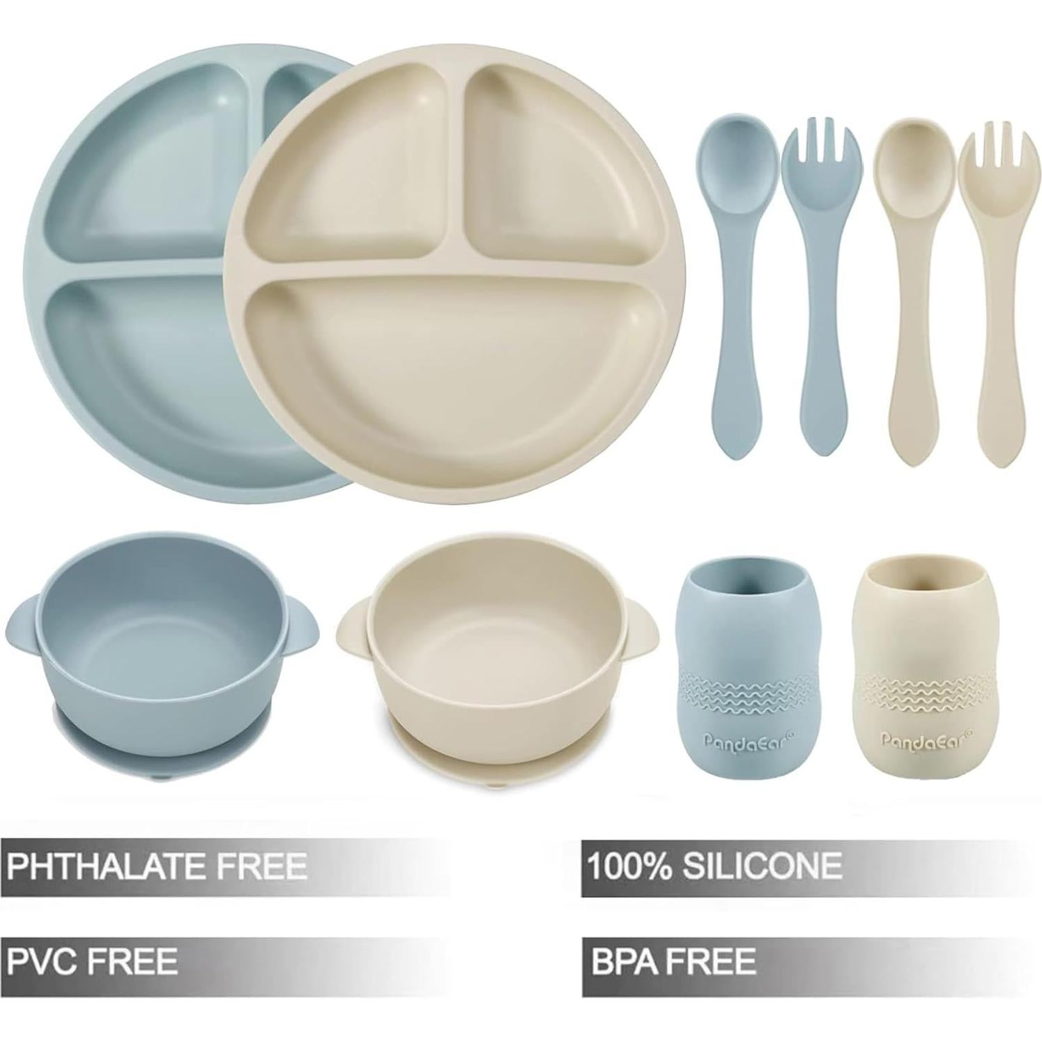 Conjunto de Alimentación Silicona PandaEar 10 Piezas Bebés