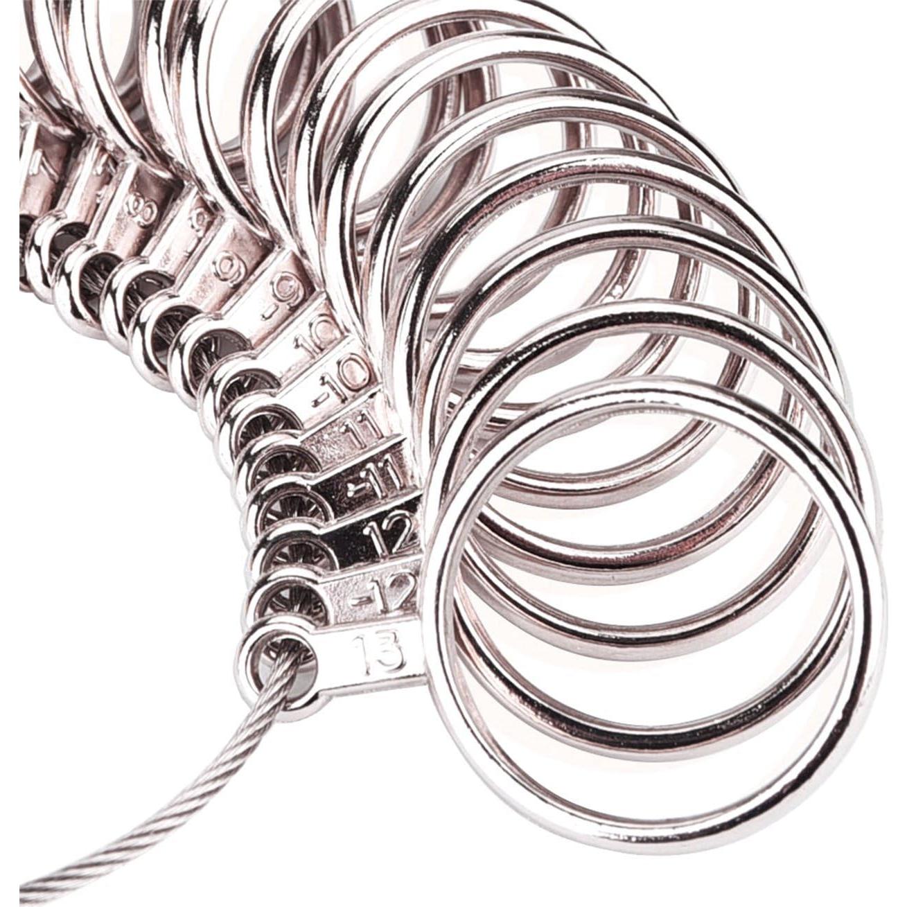 Calibrador de Anillo Mudder Acero Inoxidable 27 Pcs Tamaños 1-13