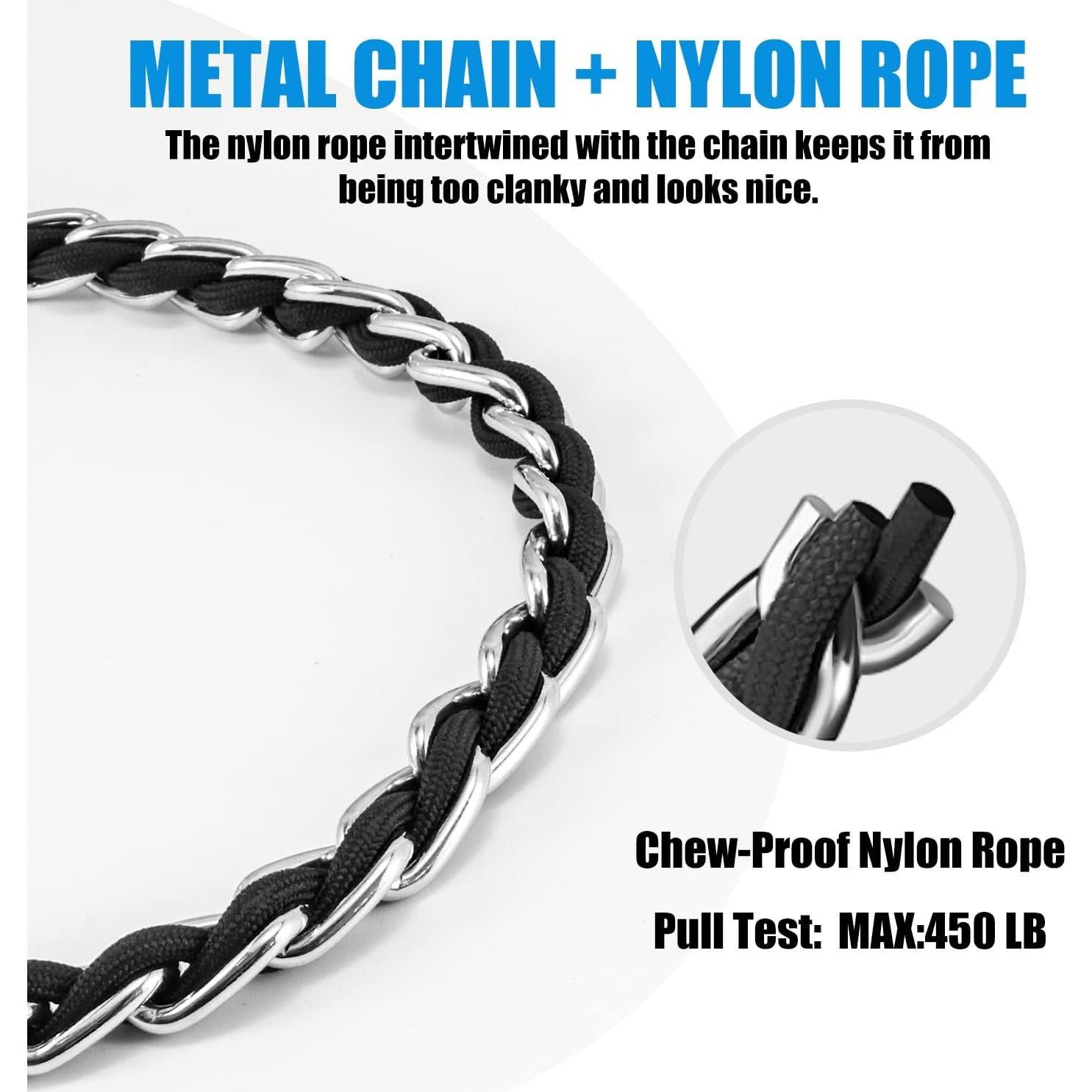 Correa de Perro de Cadena Antimordeduras S-ETOVUS 1.58m Negra