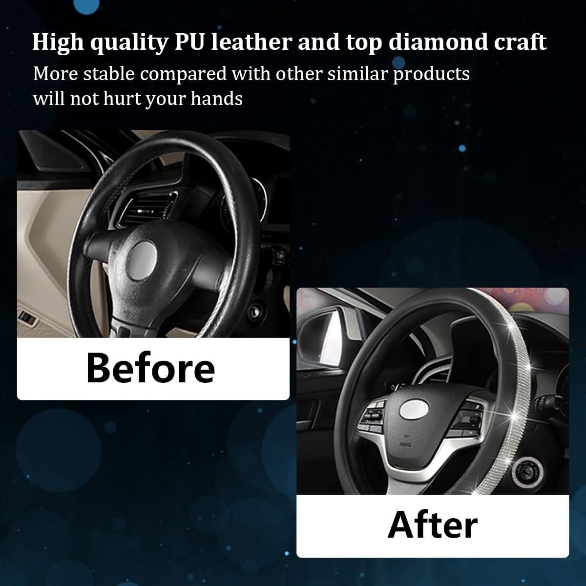 Cubierta de Volante Ziciner Universal con Cristales Brillantes