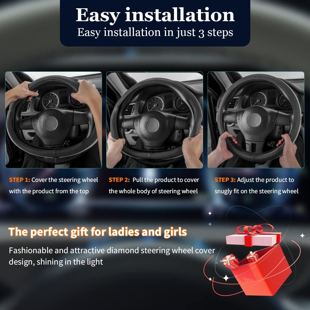 Cubierta de Volante Ziciner Universal con Cristales Brillantes