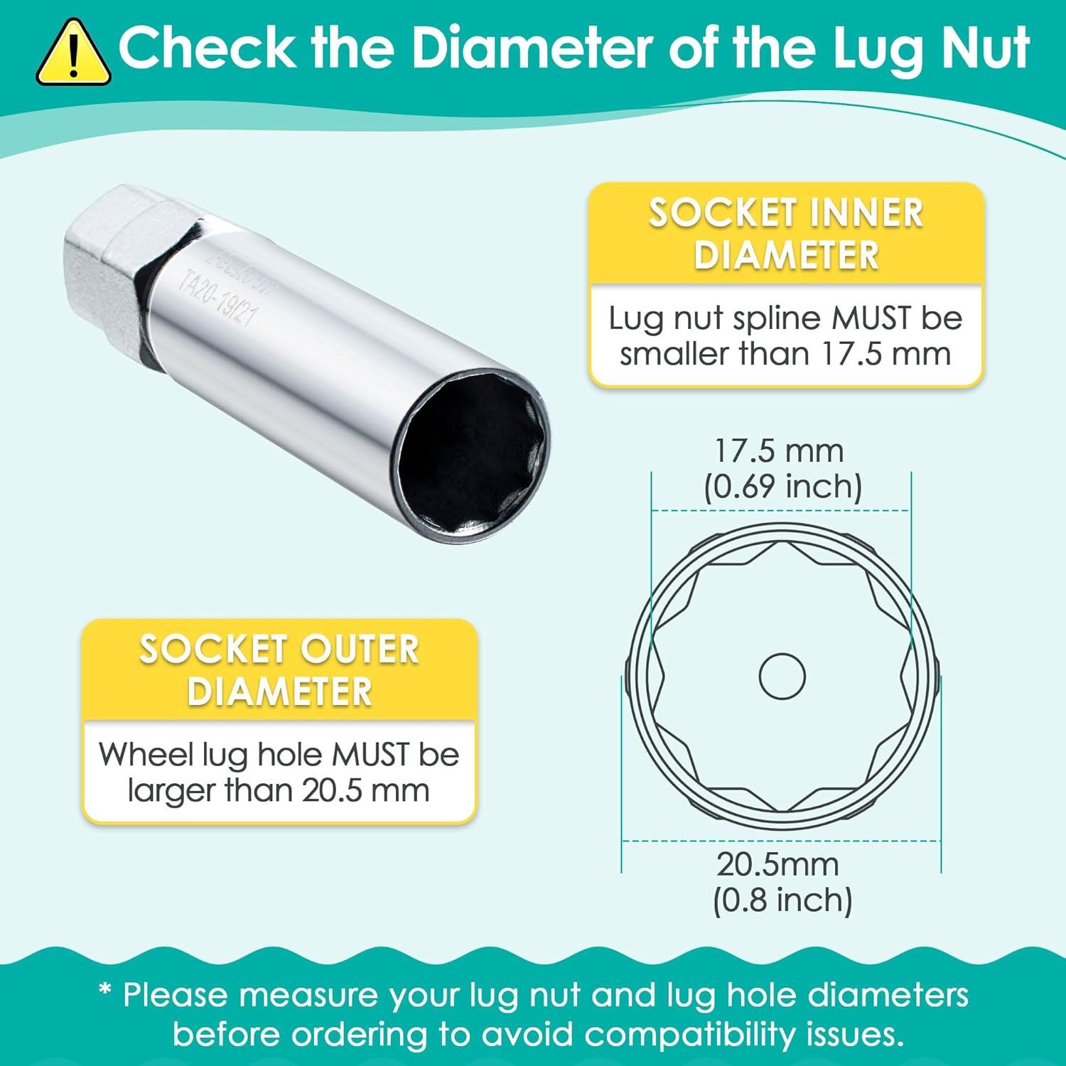 Llave de Tuerca de 10 Puntas Feekoon para Rueda 19mm y 21mm