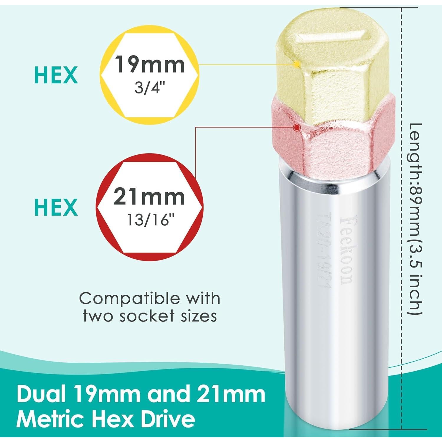 Llave de Tuerca de 10 Puntas Feekoon para Rueda 19mm y 21mm
