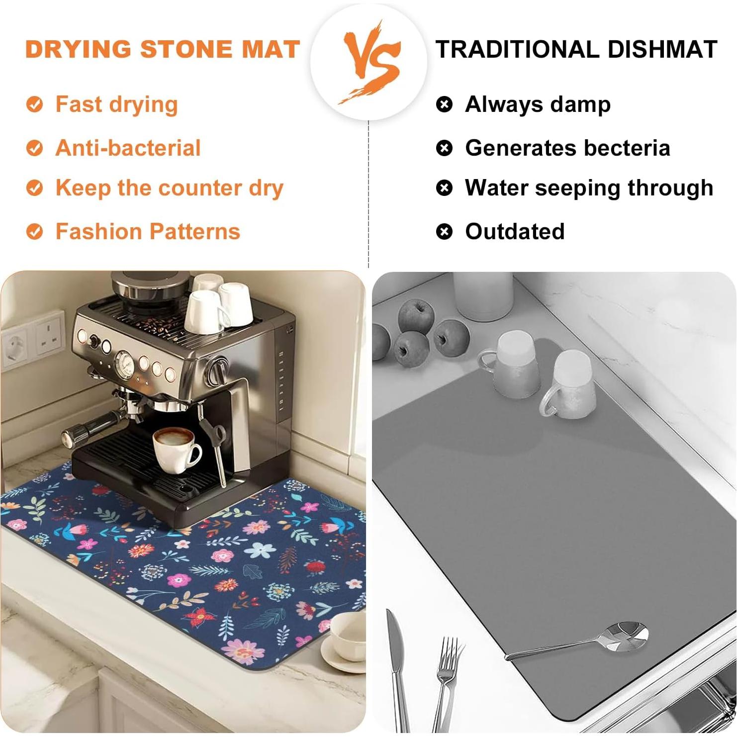 Alfombrilla para Secar Platos LOKHOM 30.48x50.8cm Floral Vintage