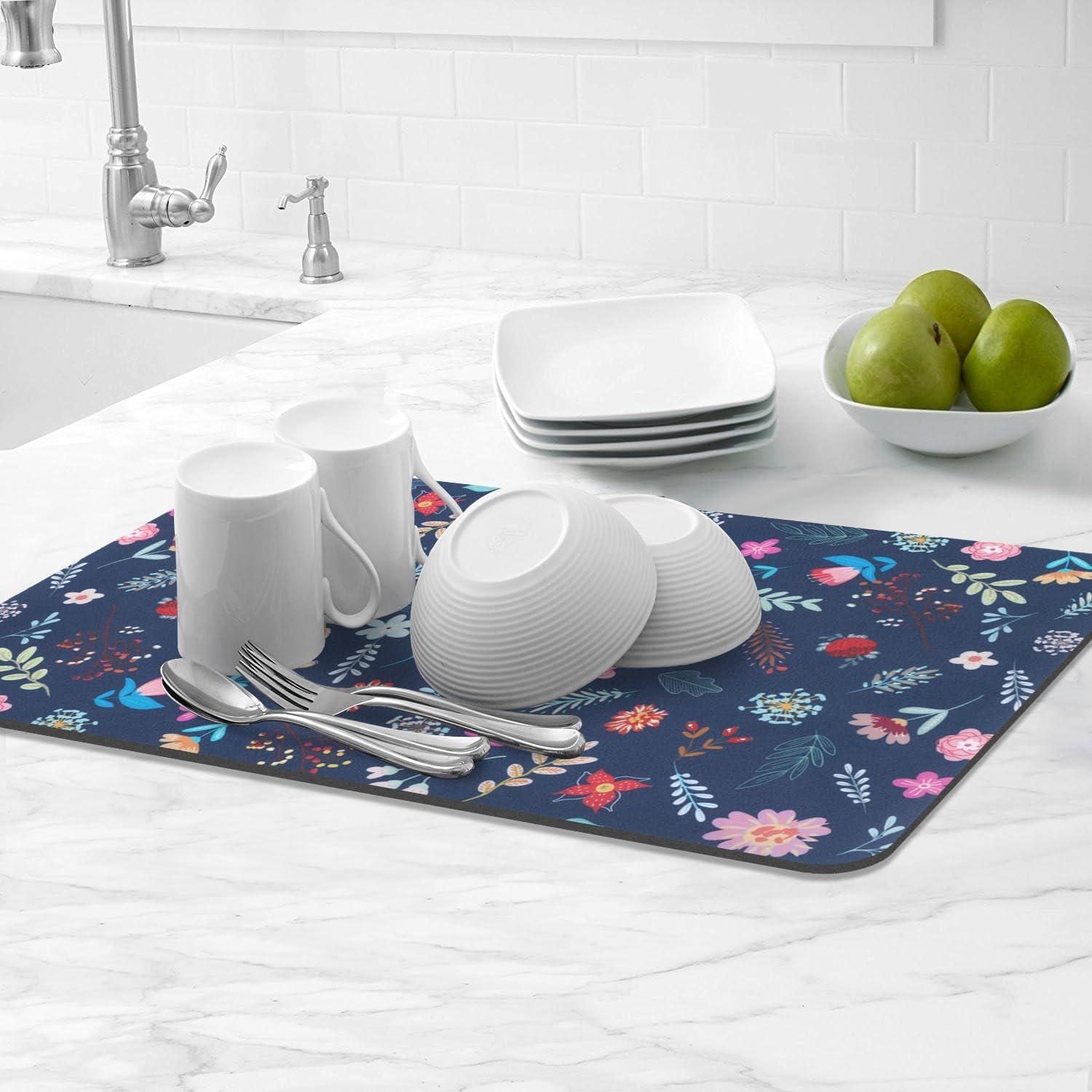 Alfombrilla para Secar Platos LOKHOM 30.48x50.8cm Floral Vintage