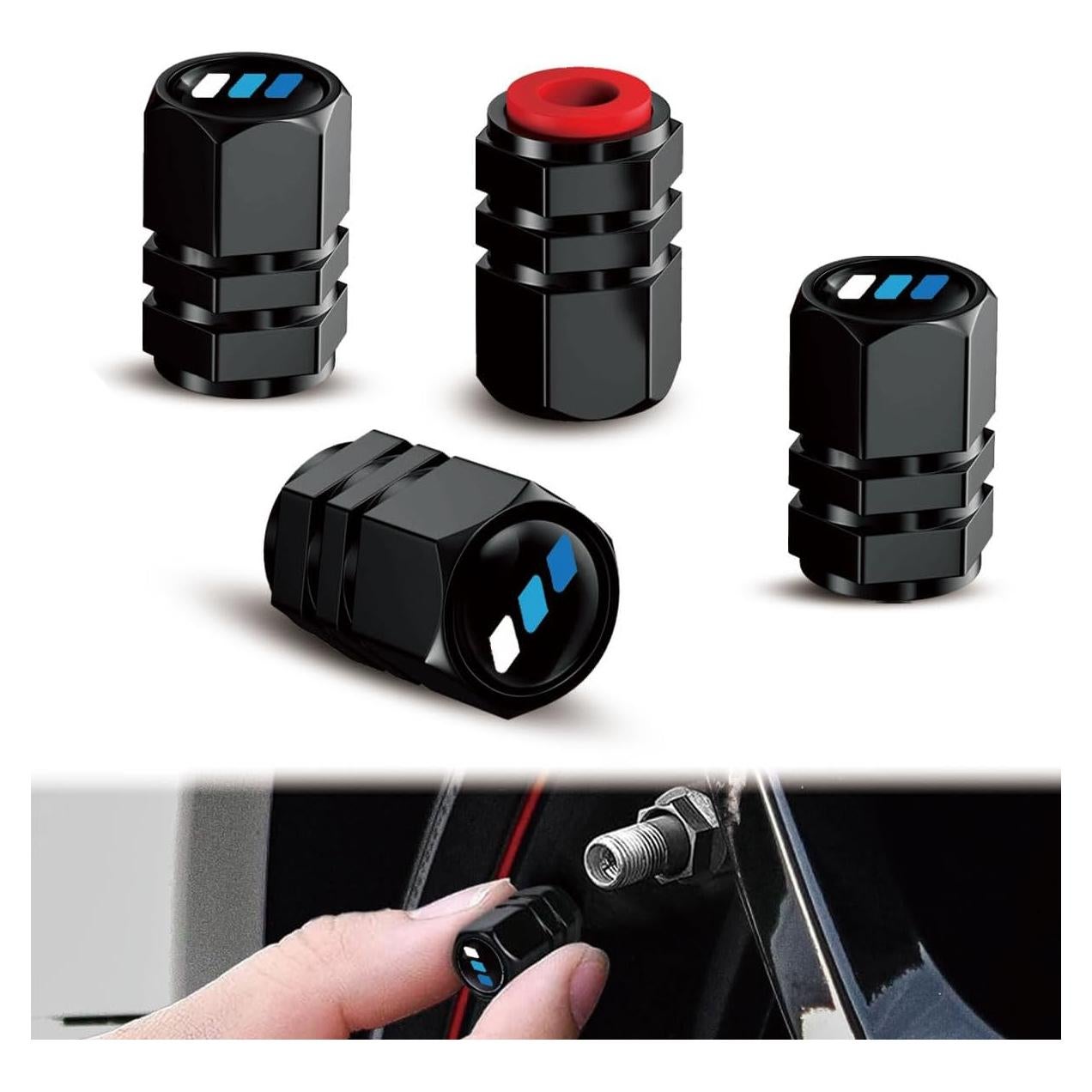 Juego de 4 tapas de válvula de neumático YUNXINGJV aluminio azul