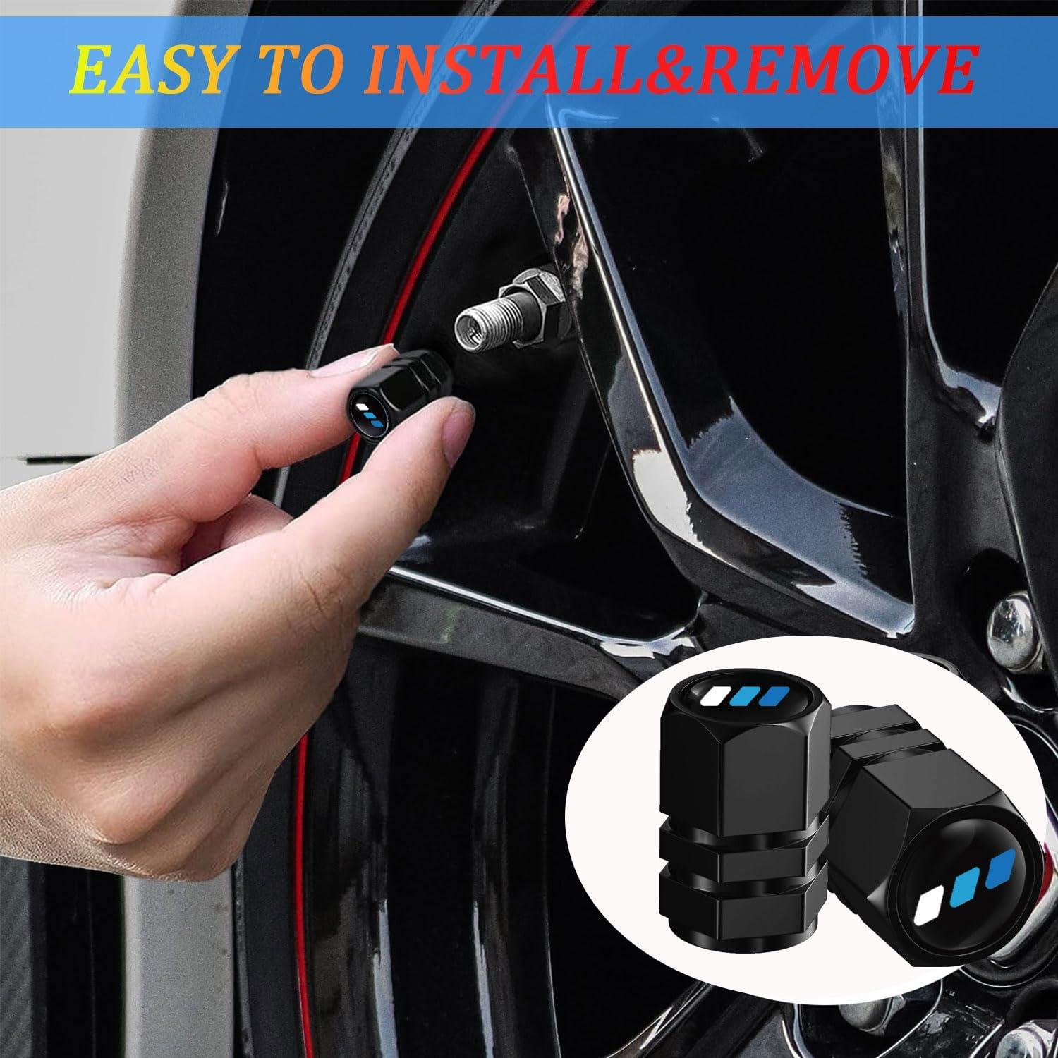 Juego de 4 tapas de válvula de neumático YUNXINGJV aluminio azul