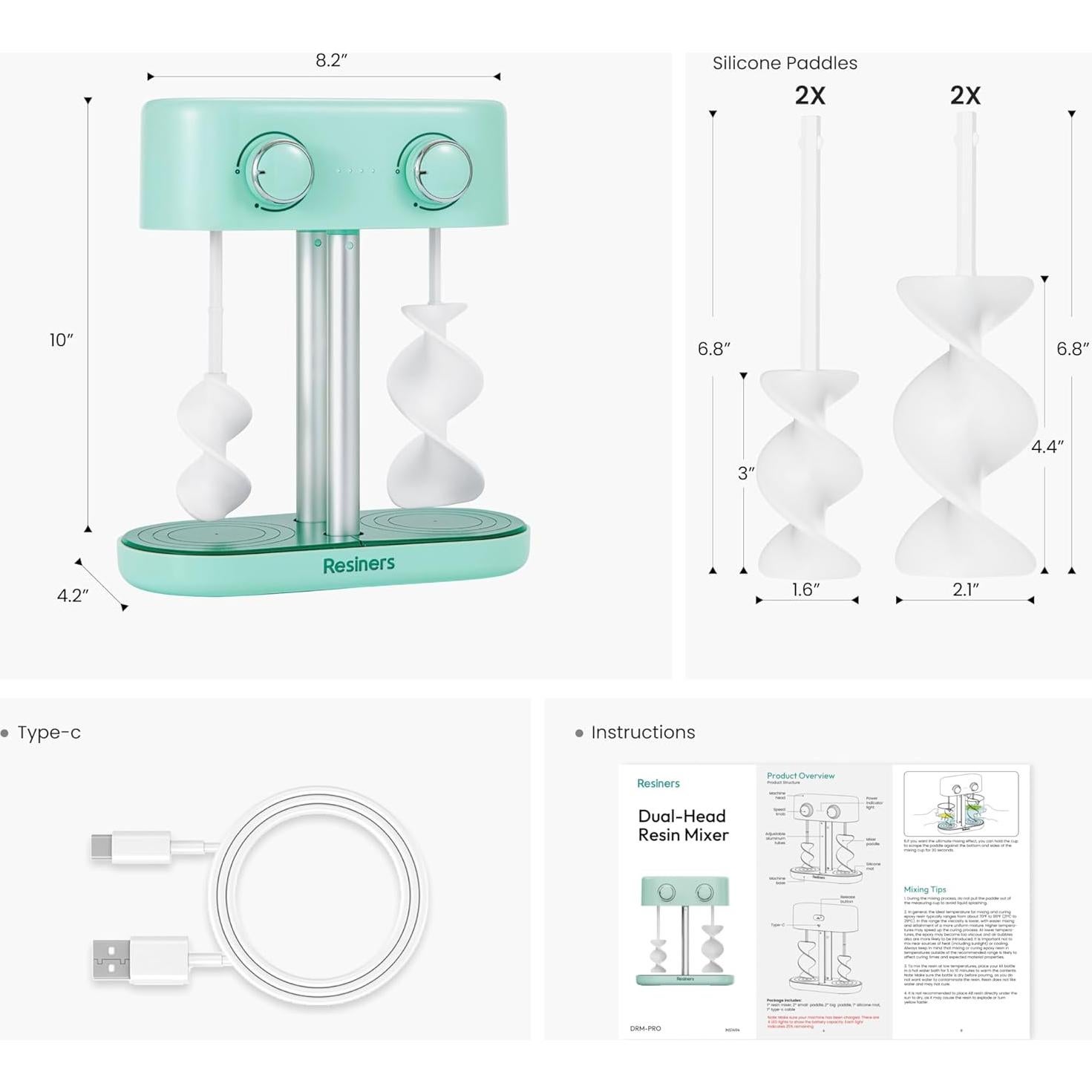 Mezclador de Resina Eléctrico Resiners R-072E Doble Cabeza 1.68kg