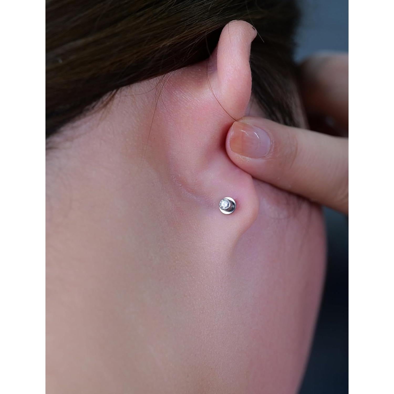 Pendientes de Titanio Hipoalergénicos Limerencia 20G con Respaldo Tornillo