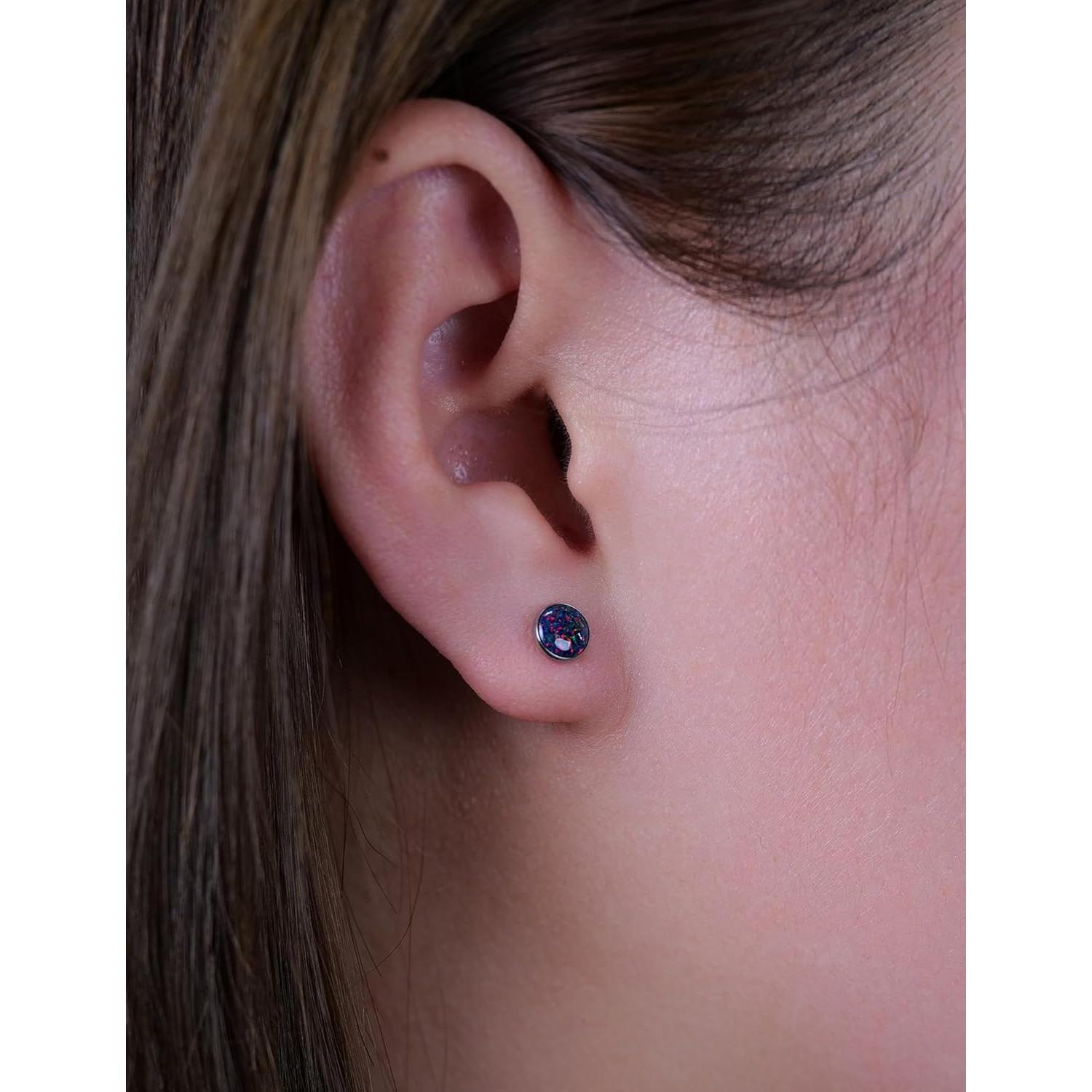 Pendientes de Titanio Hipoalergénicos Limerencia 20G con Respaldo Tornillo