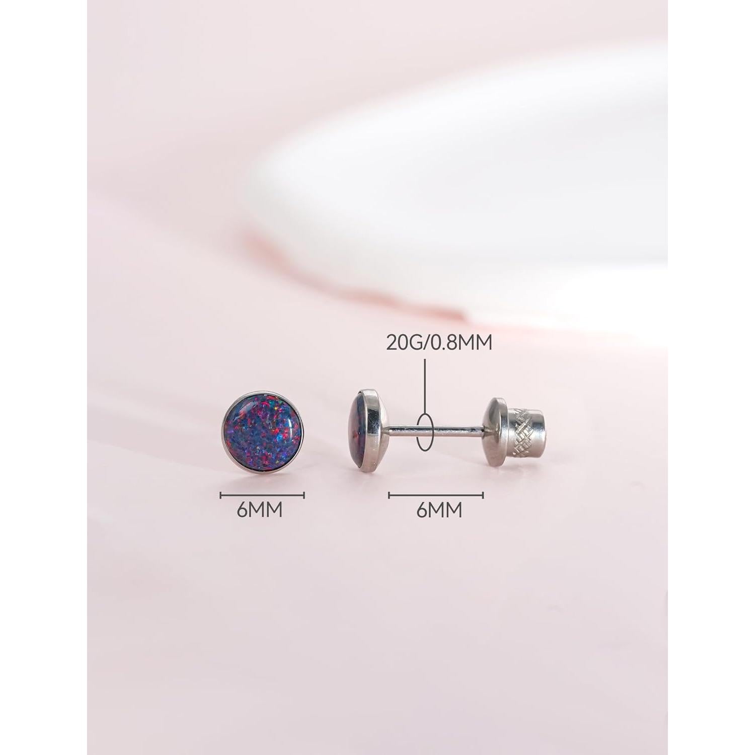 Pendientes de Titanio Hipoalergénicos Limerencia 20G con Respaldo Tornillo