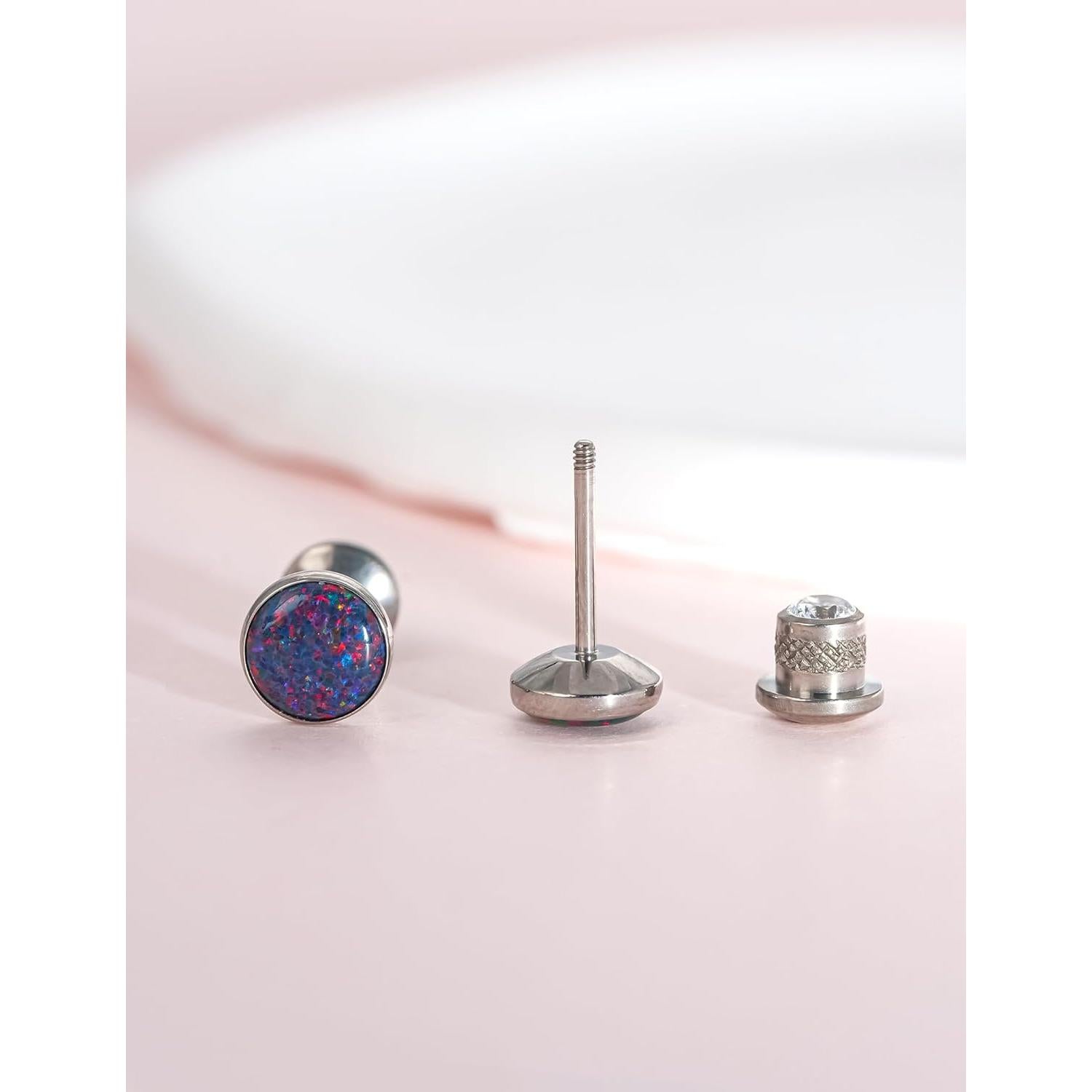 Pendientes de Titanio Hipoalergénicos Limerencia 20G con Respaldo Tornillo